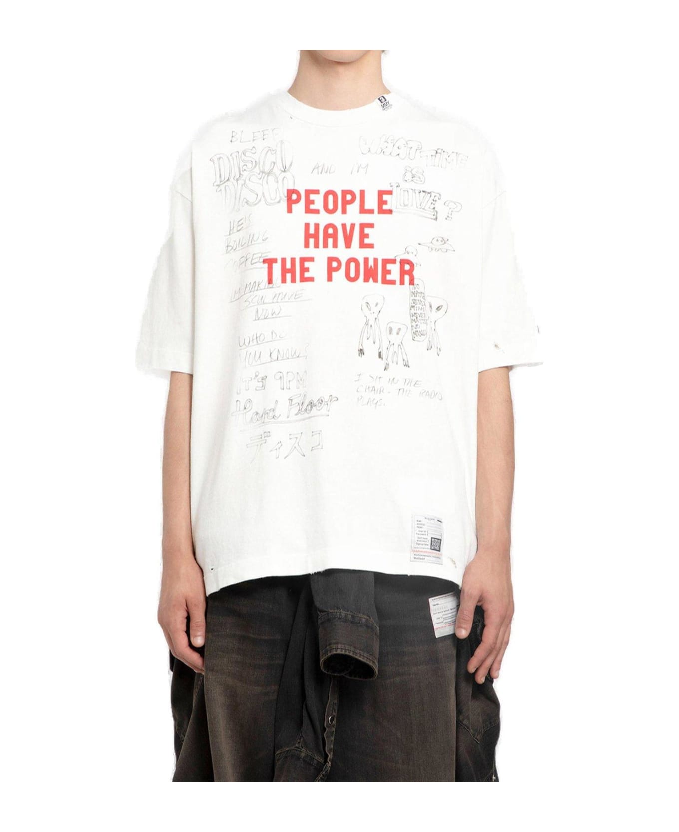 Mihara Yasuhiro Slogan Printed Crewneck T-shirt - NEUTRALS