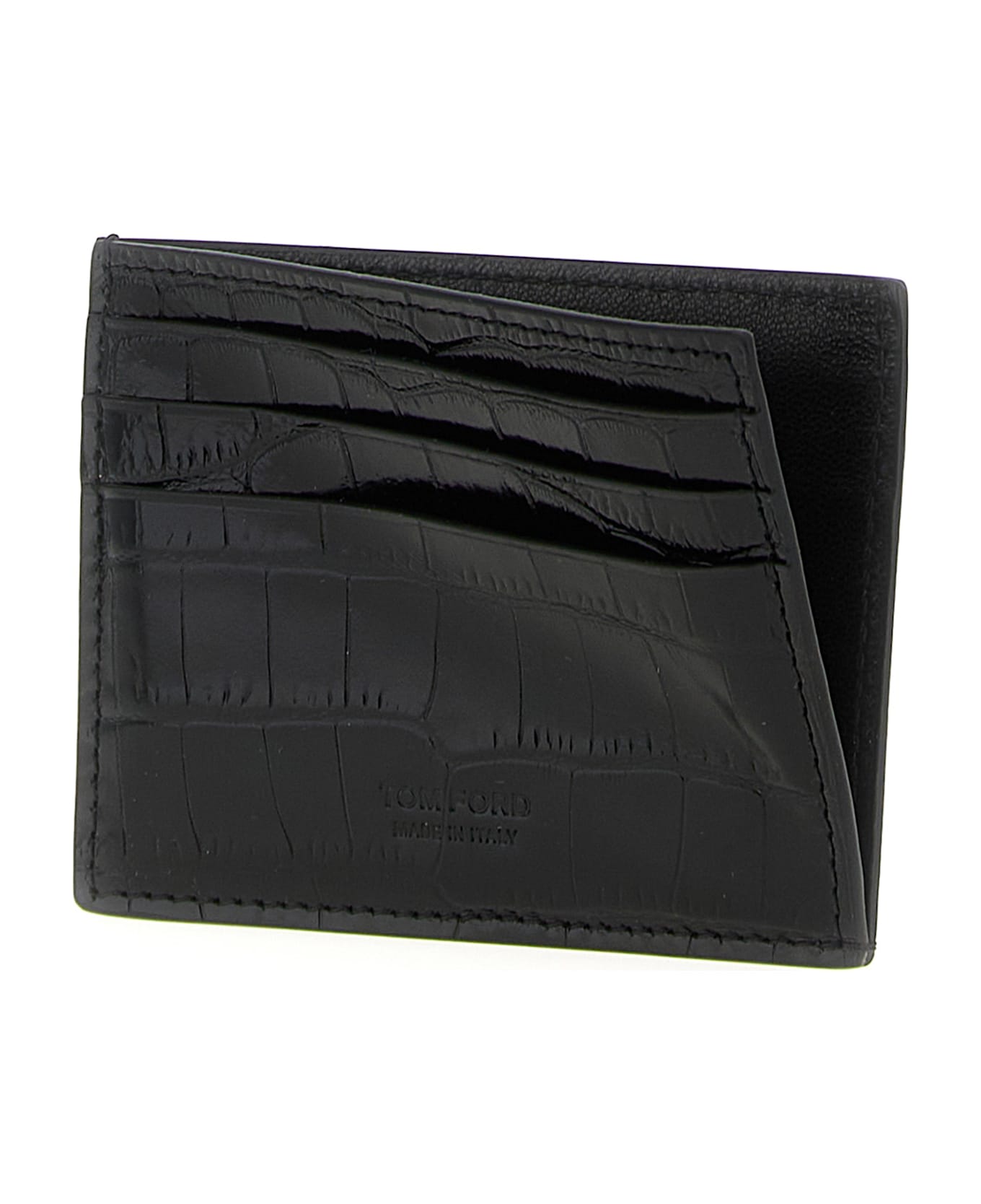 Tom Ford Crocodile Leather Card Holder - Black  