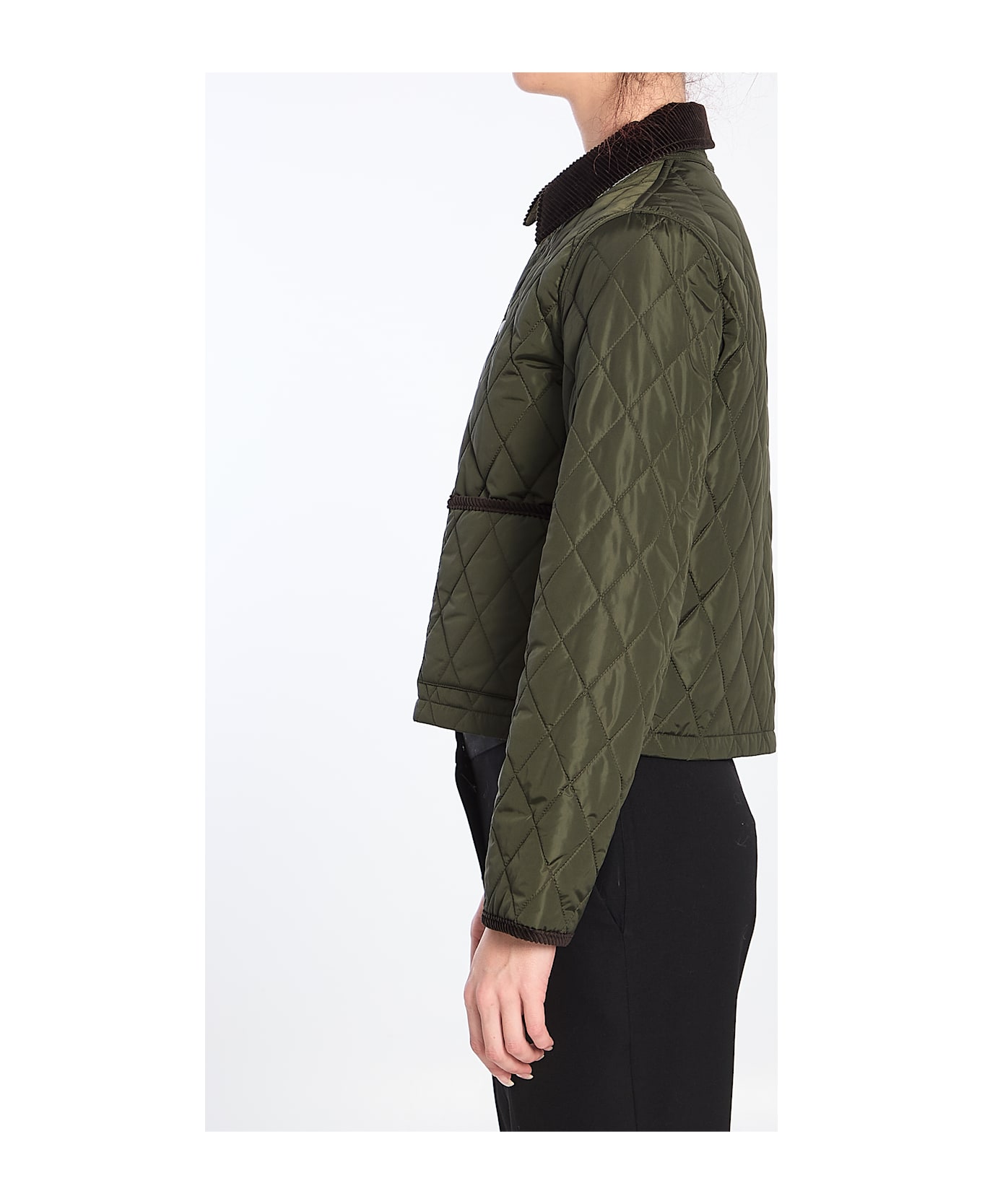 Burberry Cropped Quilted Jacket - Shale/brush Ip Check