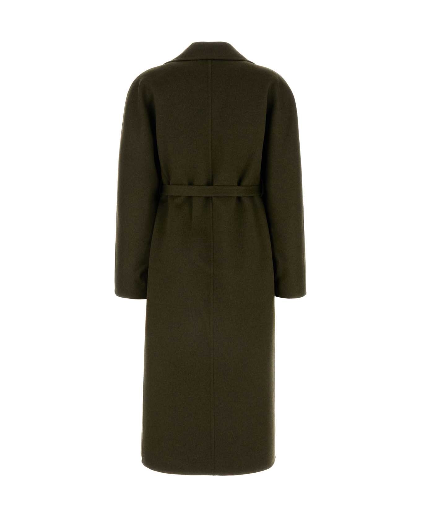 Ferragamo Olive Green Wool Blend Coat - OLIVE