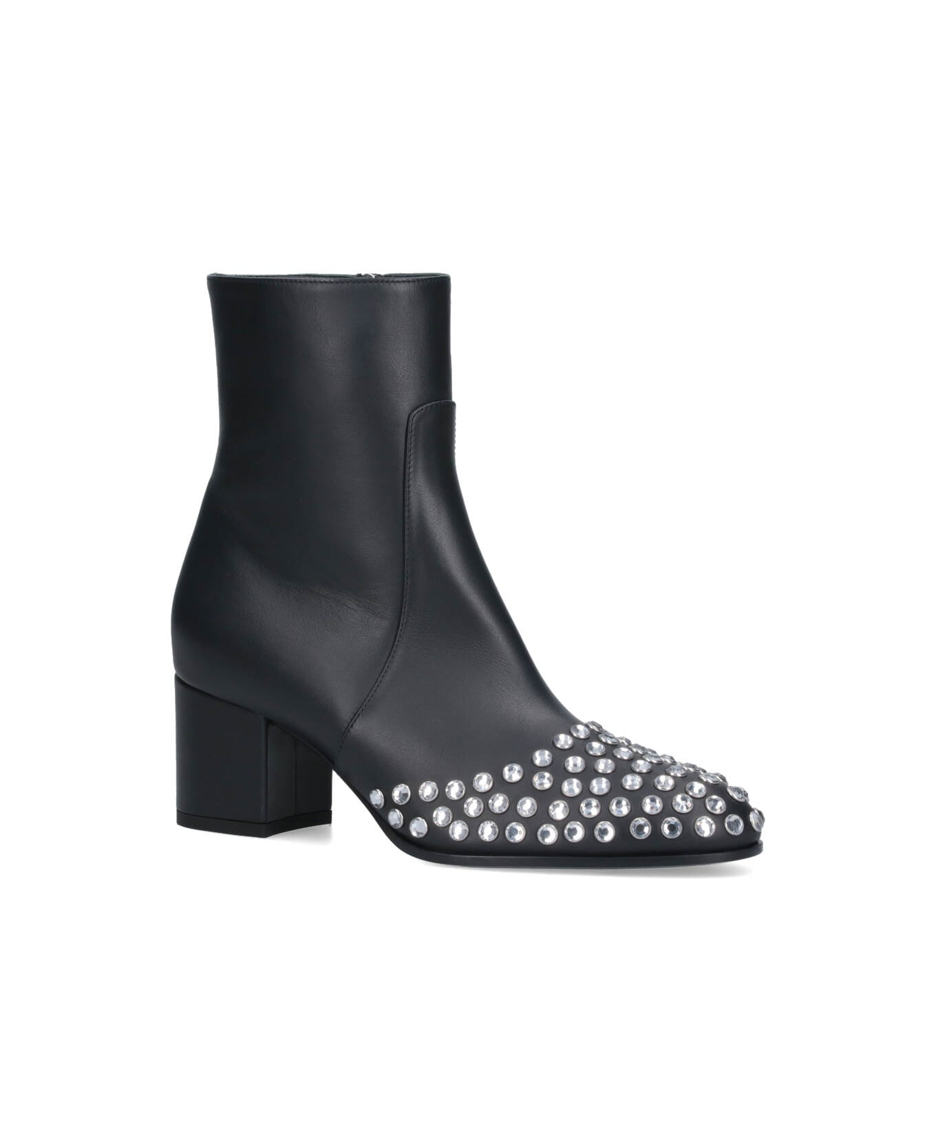 Alaia Low Ankle Boots With Rhinestones - Black  