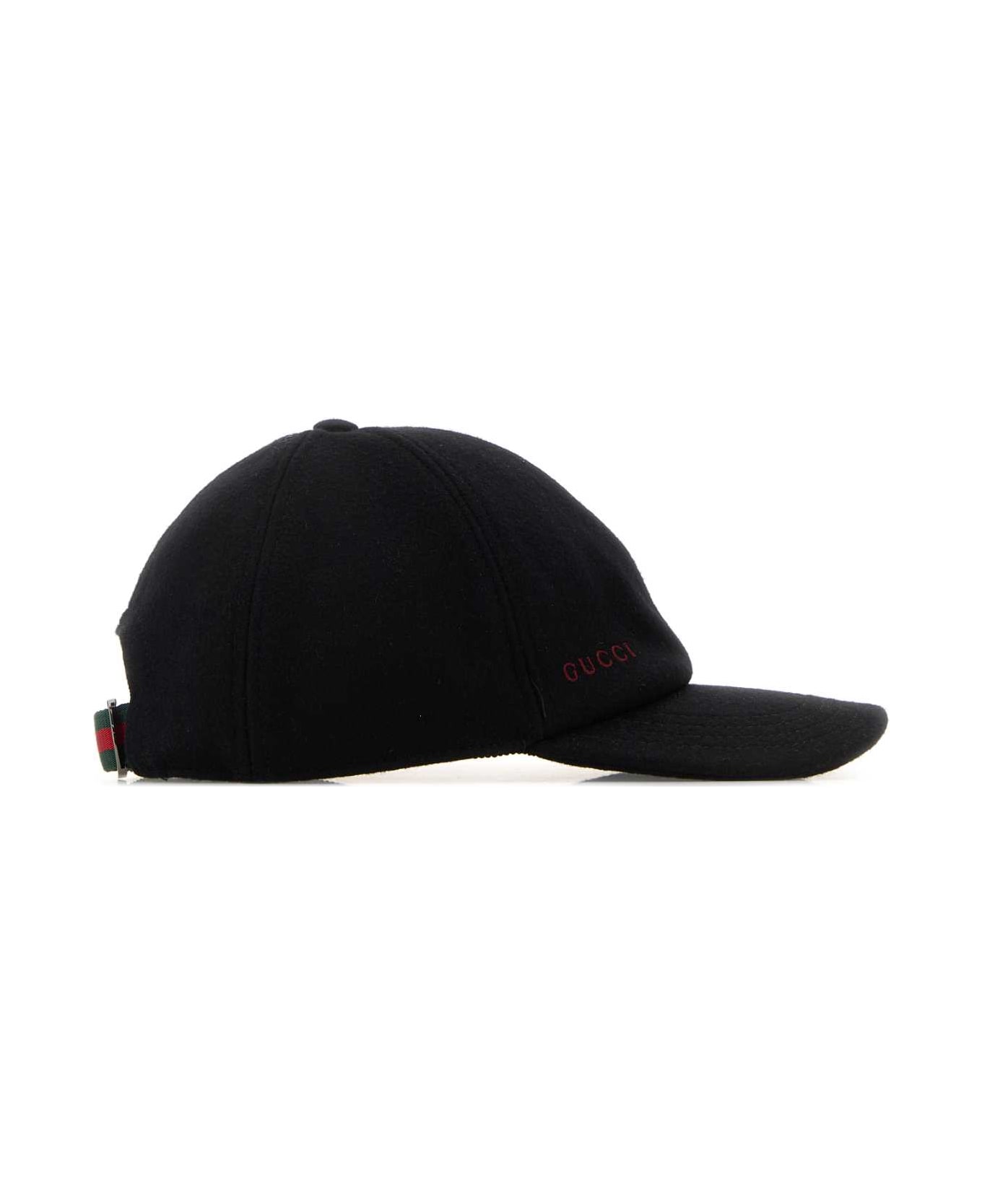 Gucci Black Wool Baseball Cap - BLACK