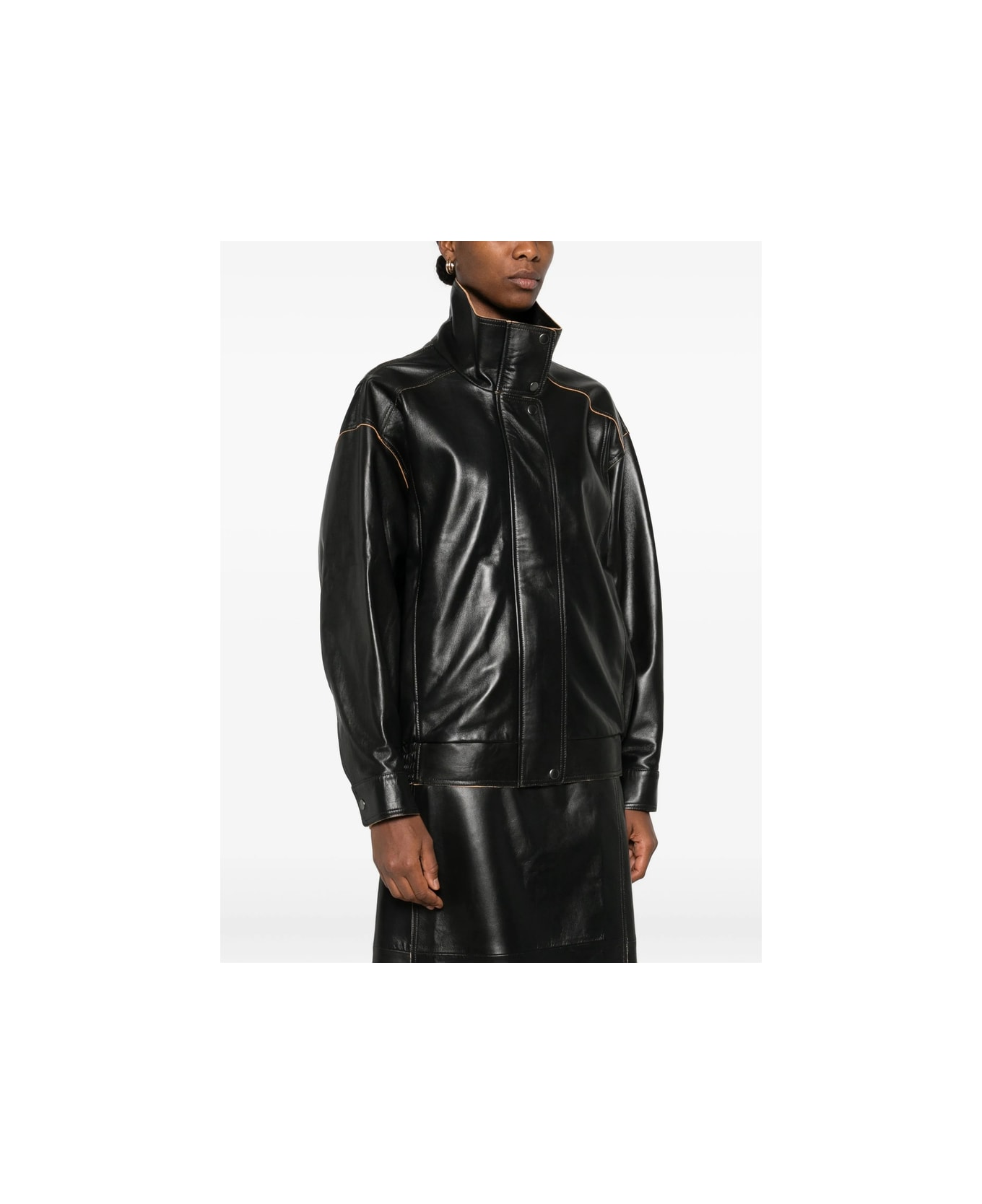 Calvin Klein Leather Outerwear - BLACK レザージャケット