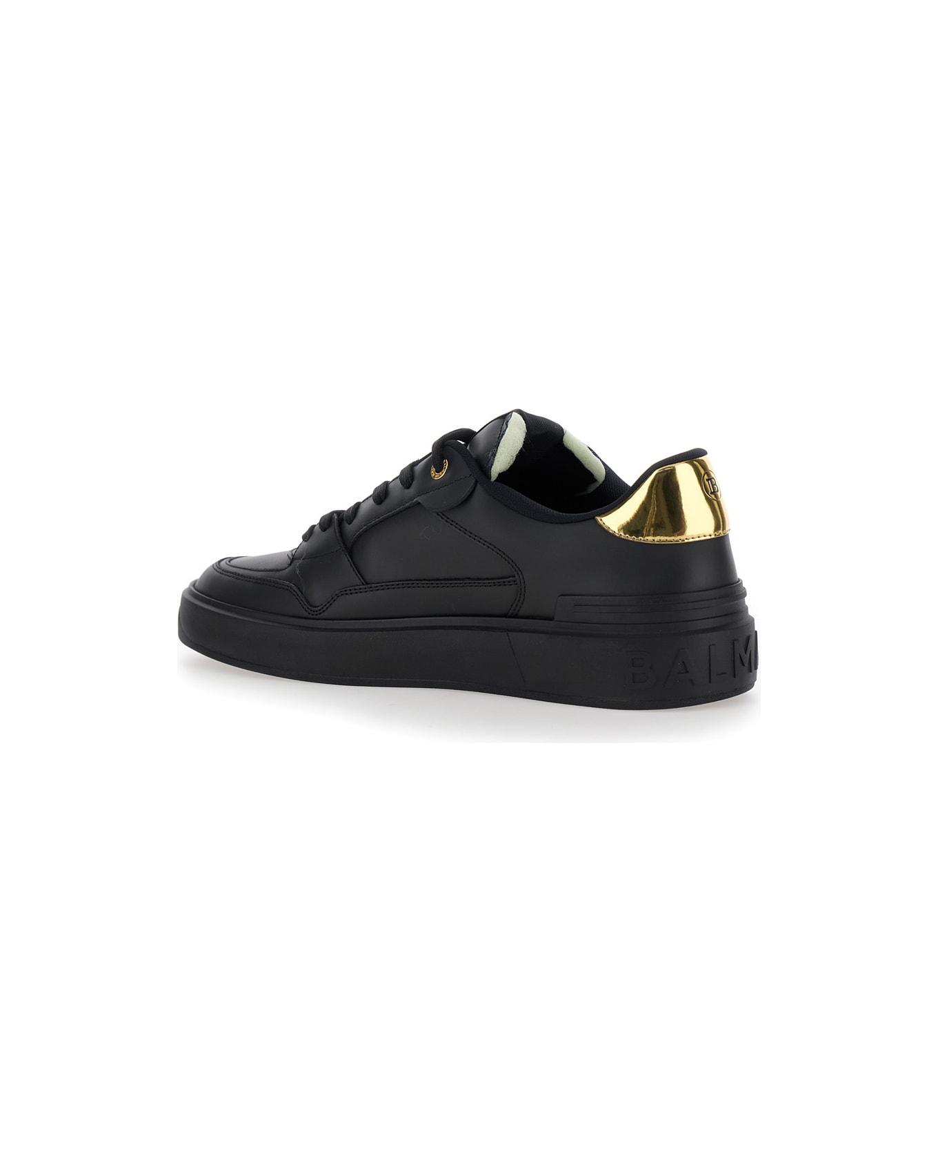 Balmain B-court Flip-calfskin&faux Mirror Lth - Black