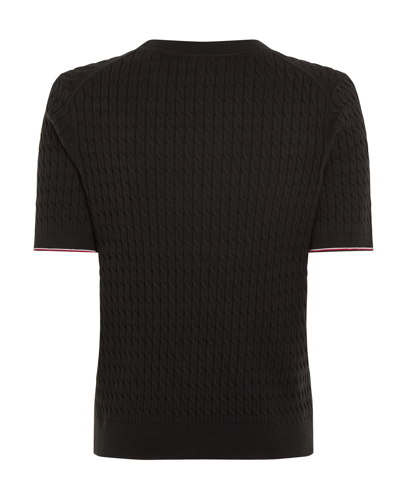 Tommy Hilfiger Slim Fit Pullover With Short Sleeves - BLACK