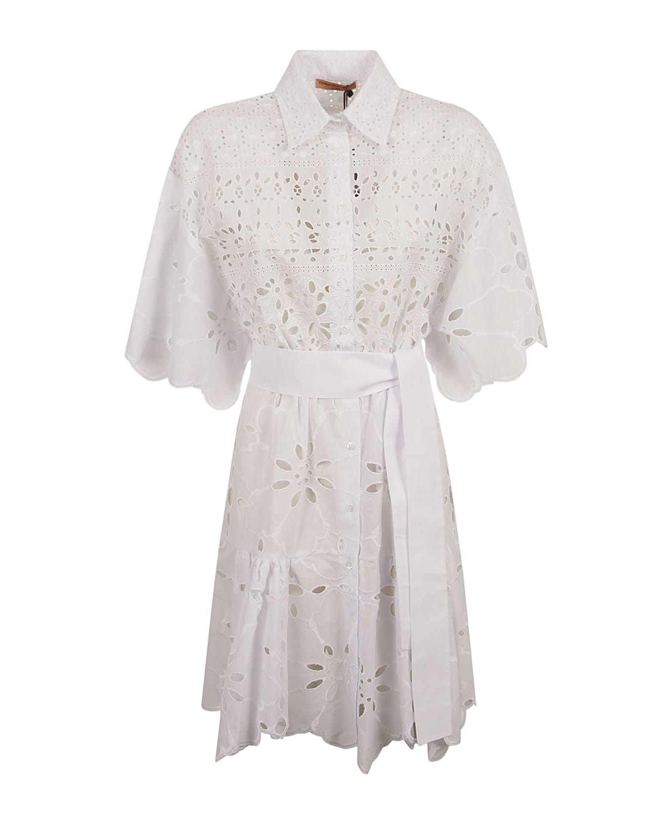 Ermanno Scervino Tie-waist Perforated Shirt Dress - Bright White ワンピース＆ドレス