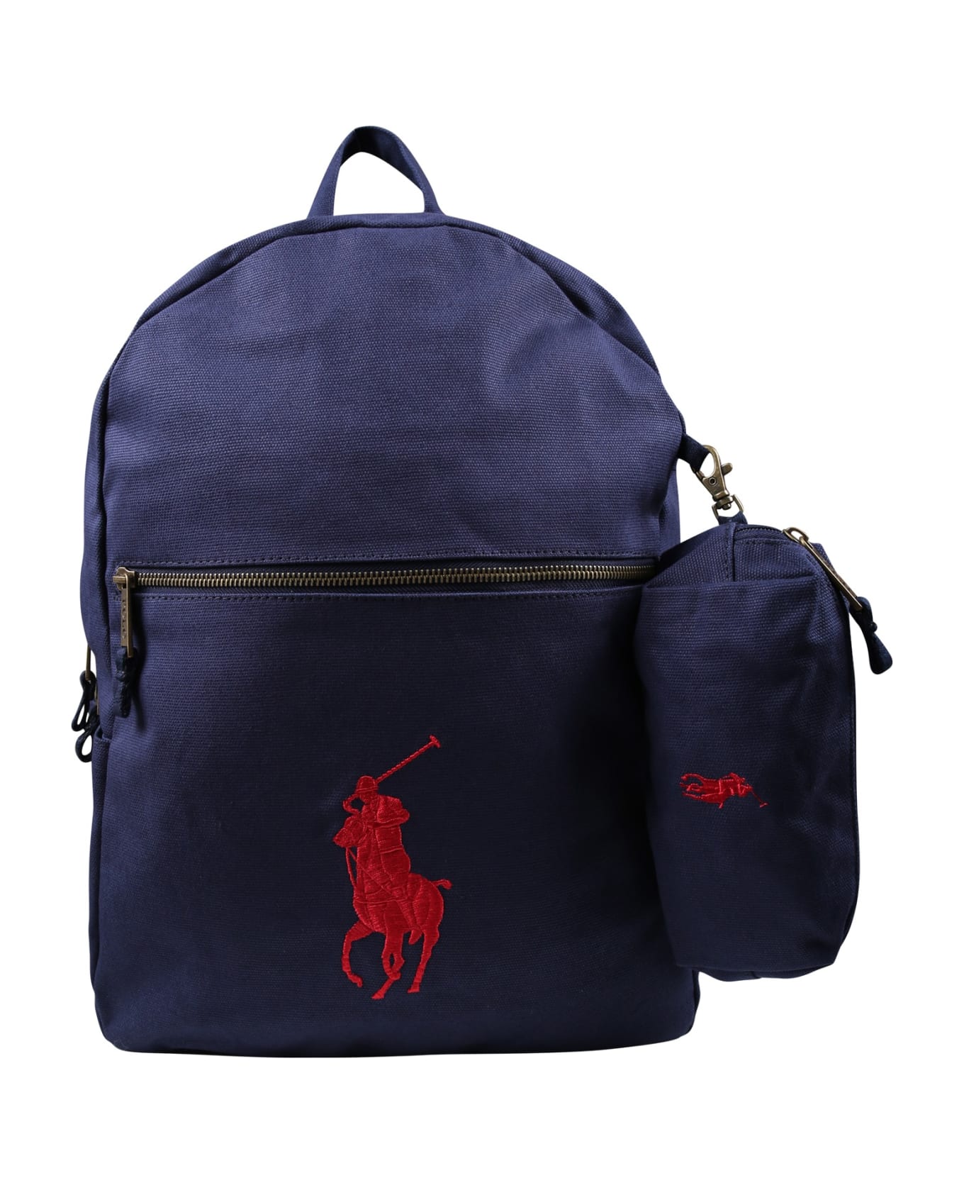 Ralph Lauren Blue Backpack For Kids With Logo - Blue