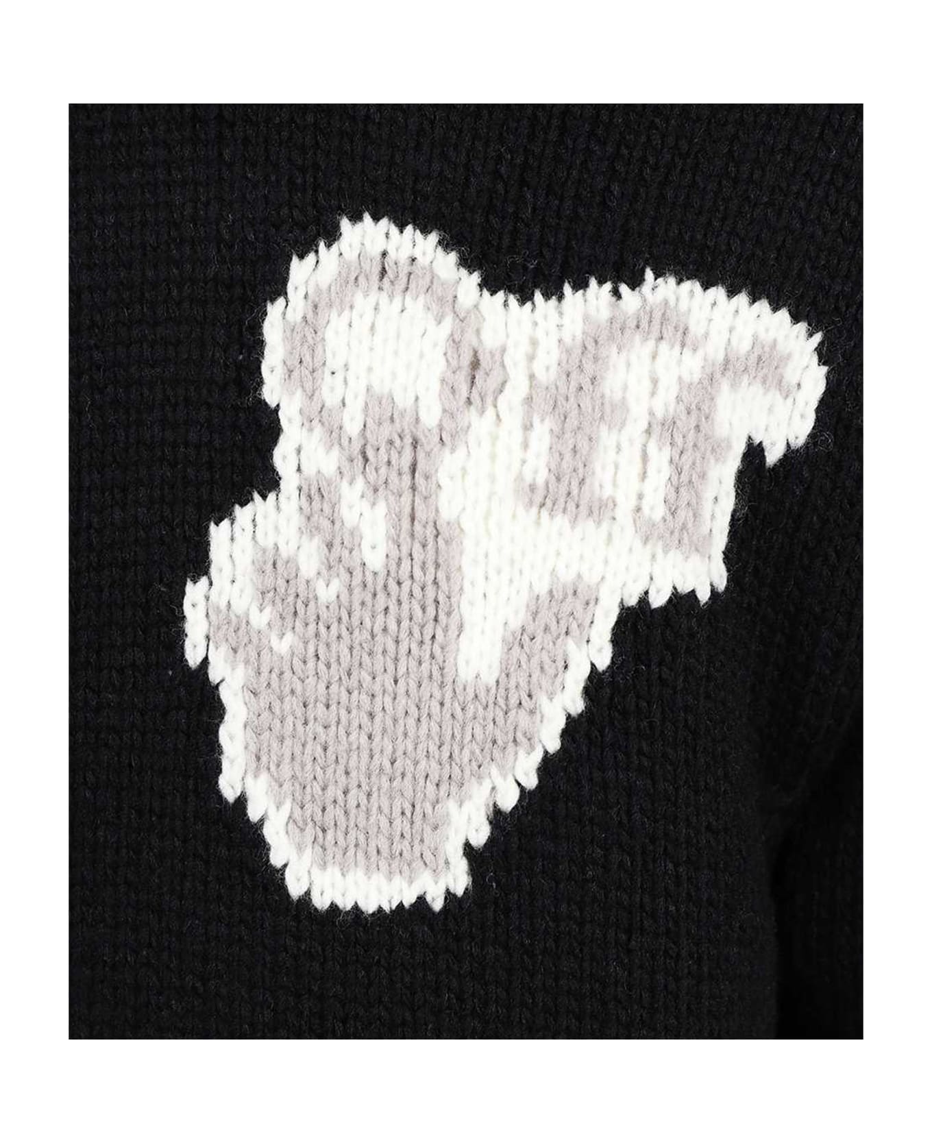 Off-White Knitted Hooded Sweatshirt - Black フリース