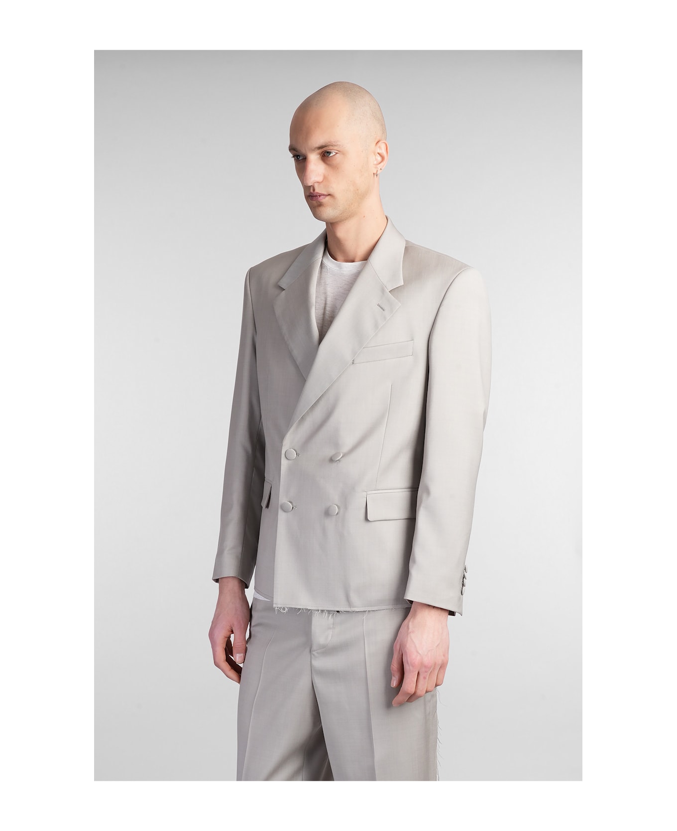 Paura Cassel Blazer In Taupe Wool - taupe