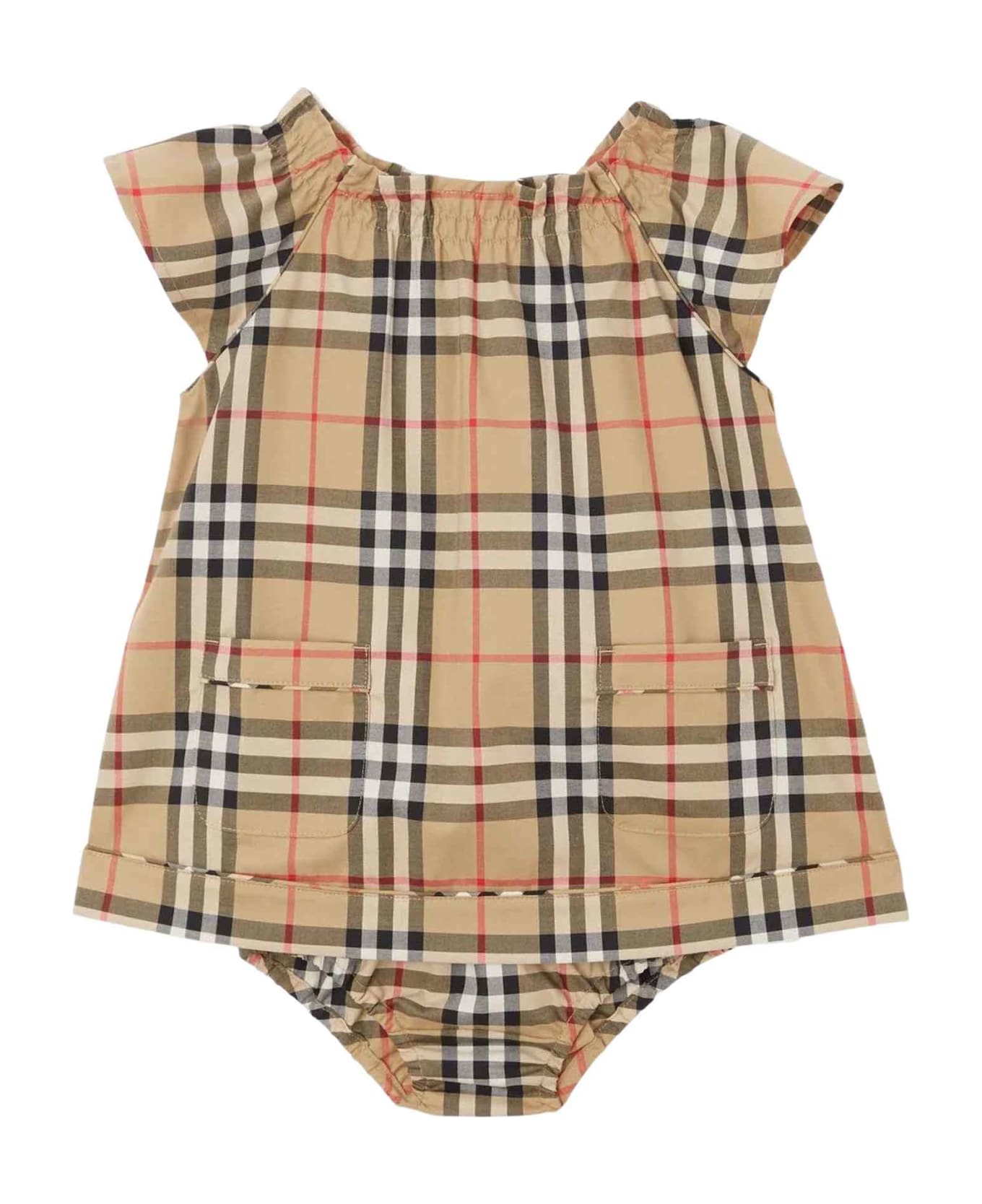 Burberry Beige Dress Baby Girl - BEIGE ワンピース＆ドレス