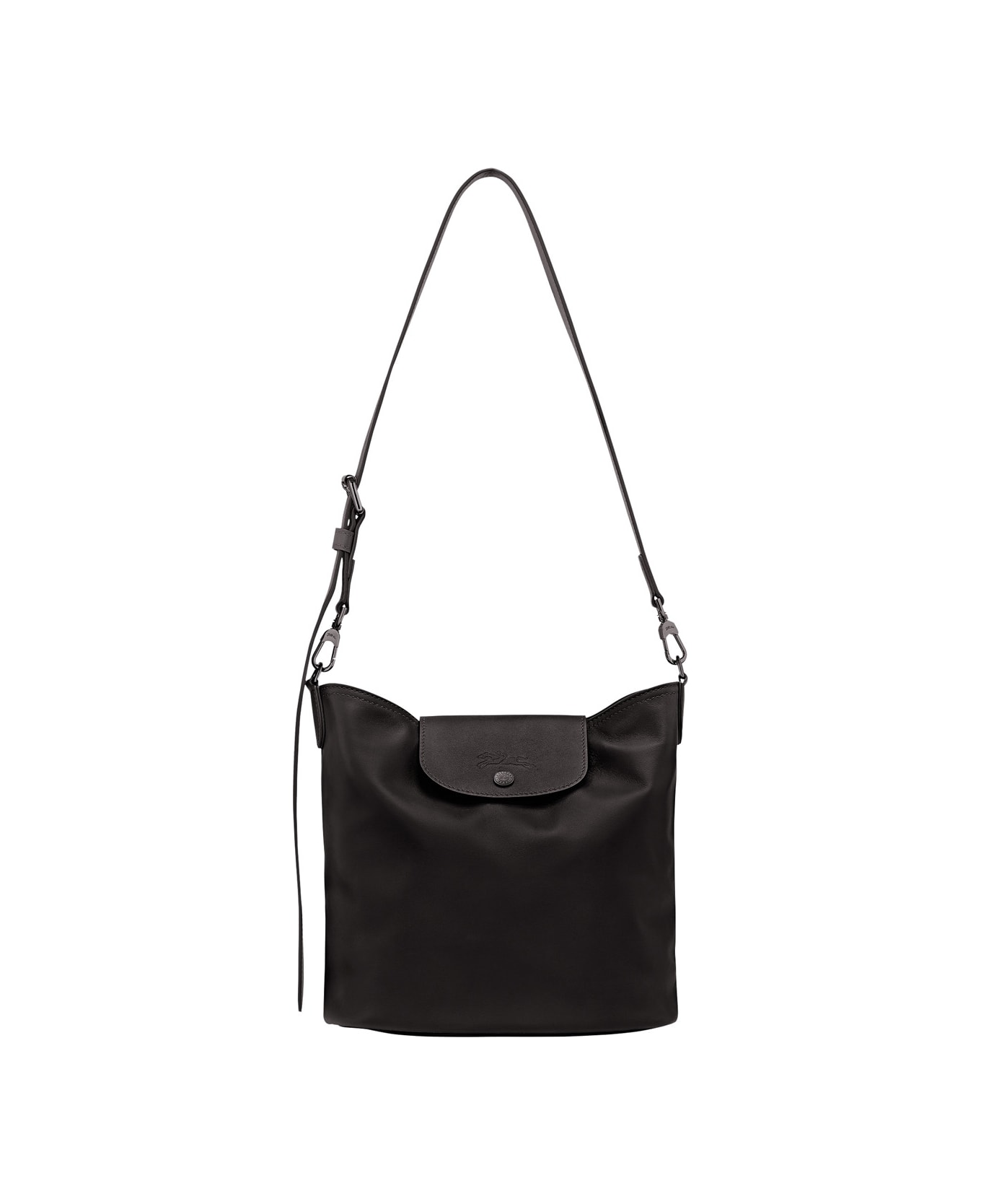 Longchamp 'le Pilage Xtra' Black Medium Shoulder Strap With Removable Shoulder Strap And Embossed Lgoo On The Front In Leather Woman - Black