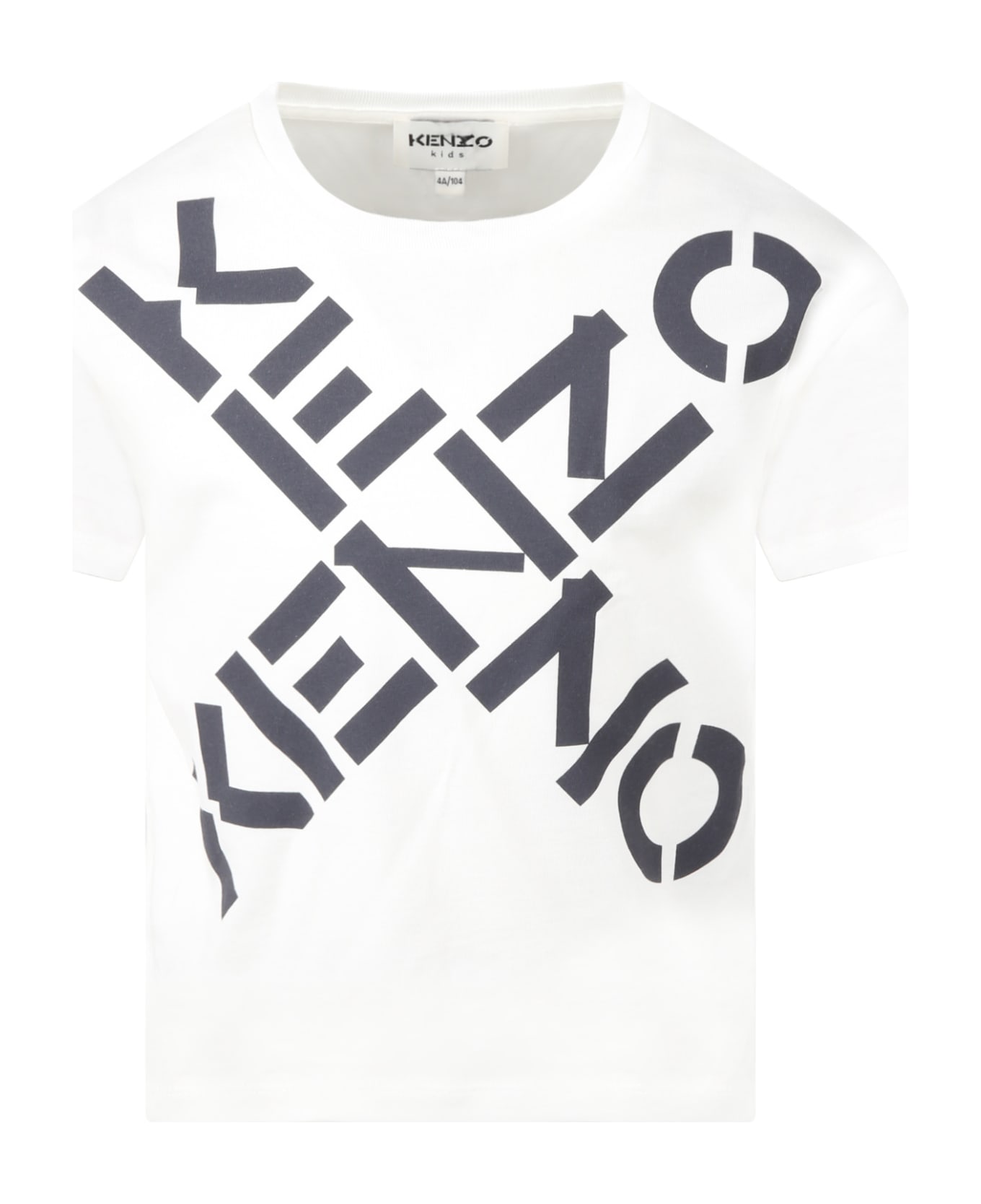 Kenzo Kids White T-shirt For Kids With Logos - White