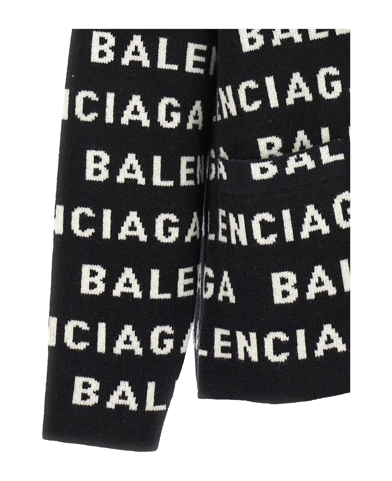 Balenciaga All-over Logo Cardigan - White/Black