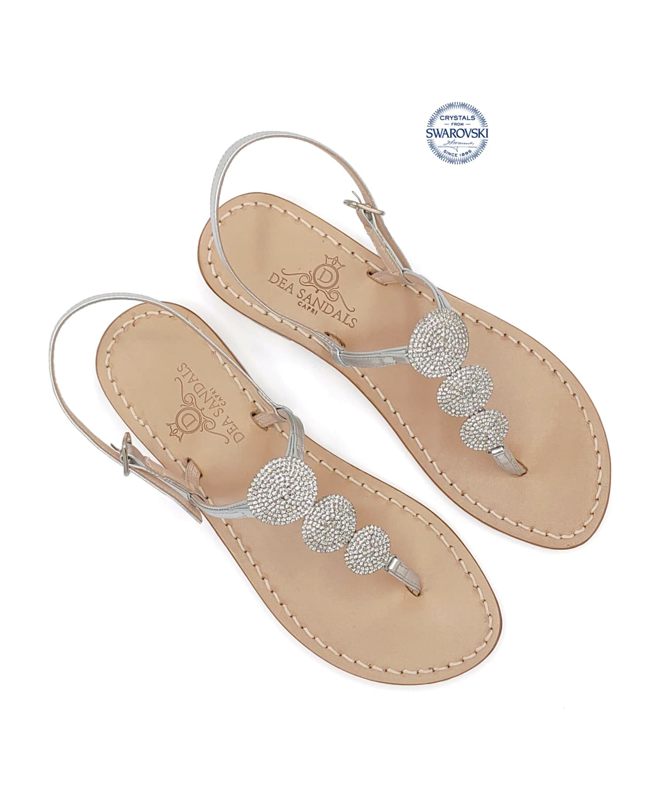 Dea Sandals Fari Di Capri Jewel Flip Flops Sandals - silver, natural crystal