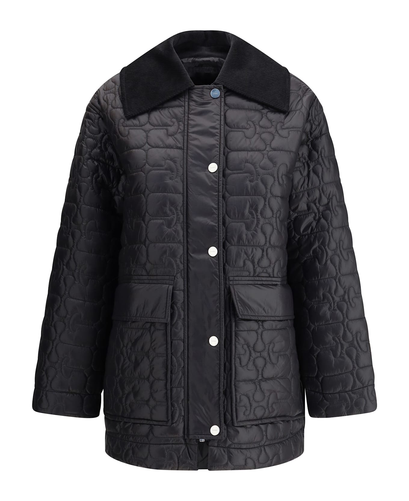 Ganni Glossy Finish Down Jacket - PHANTOM