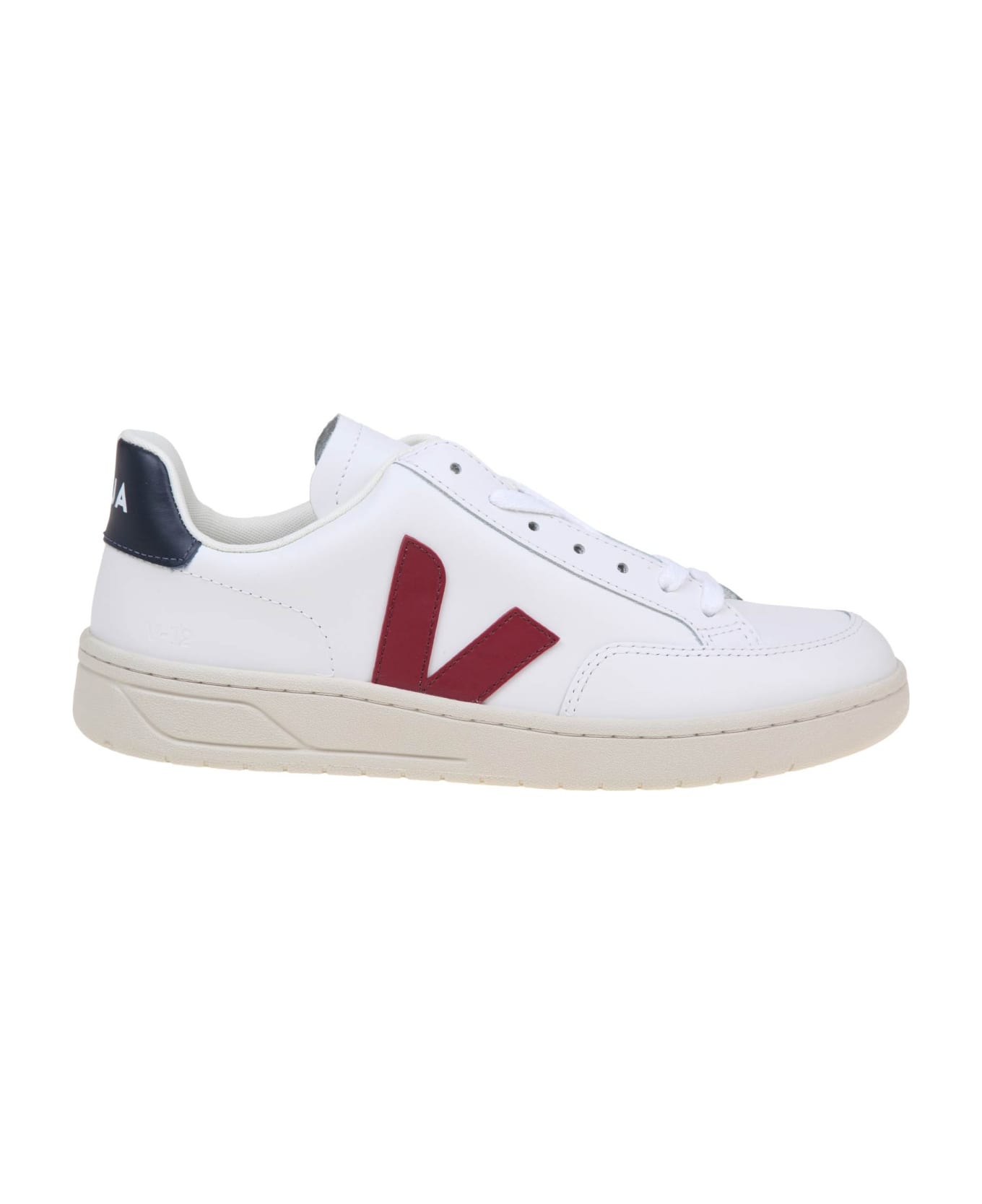 Veja V 12 Sneakers In White/marsala Leather