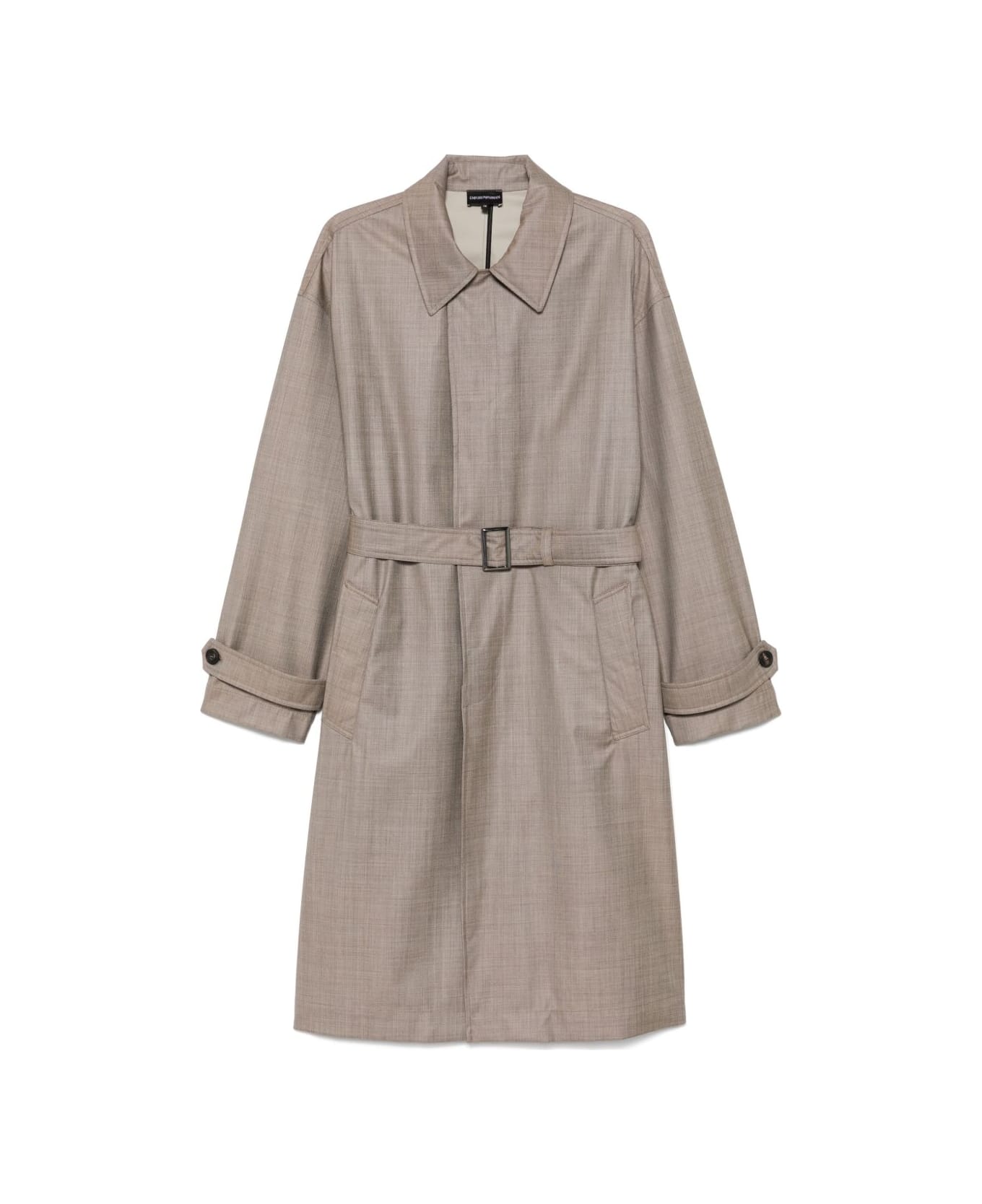 Emporio Armani Wool Belted Coat - Beige