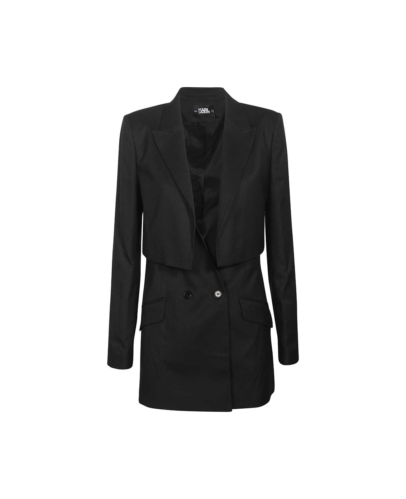 Karl Lagerfeld Double Breasted Blazer - black