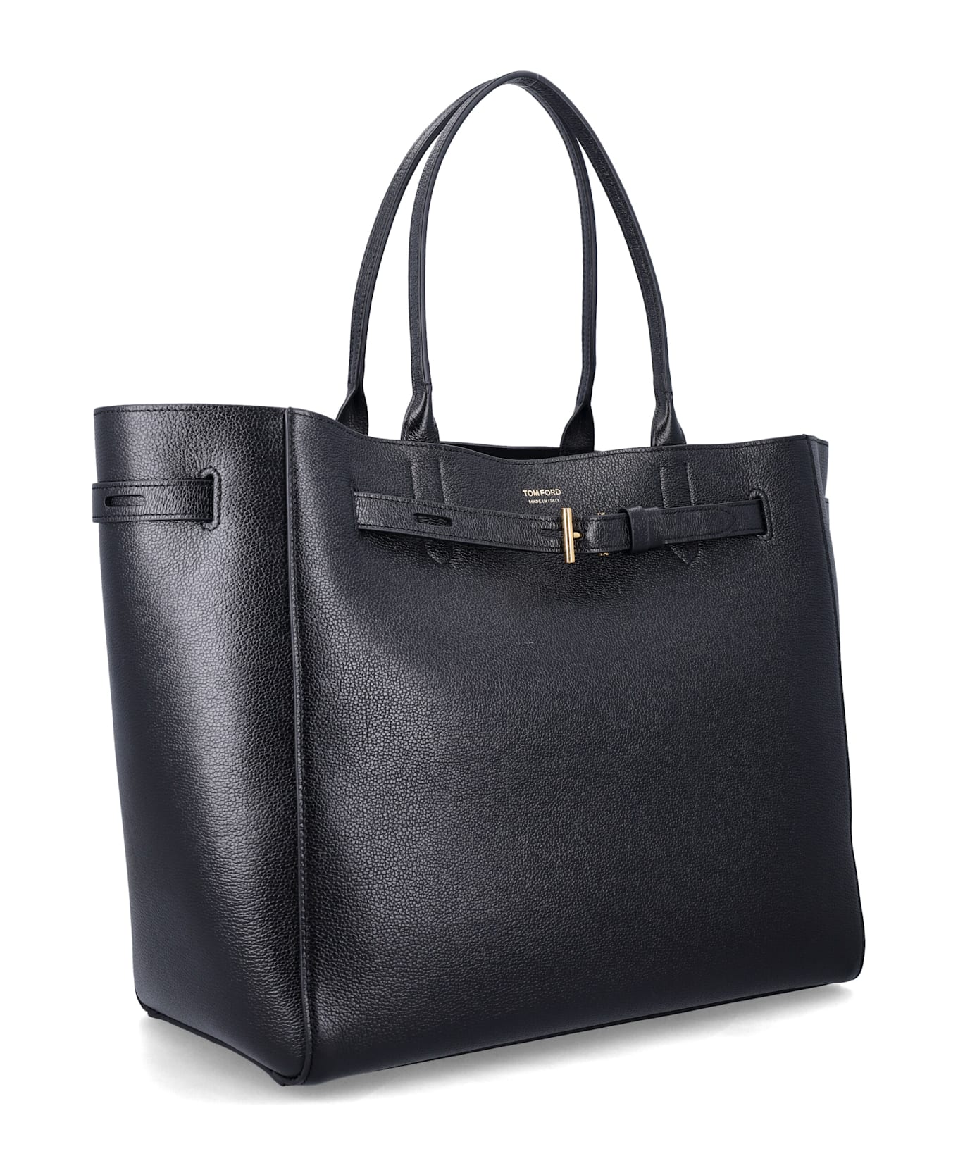 Tom Ford Audrey Large Black Leather Tote Bag - BLACK