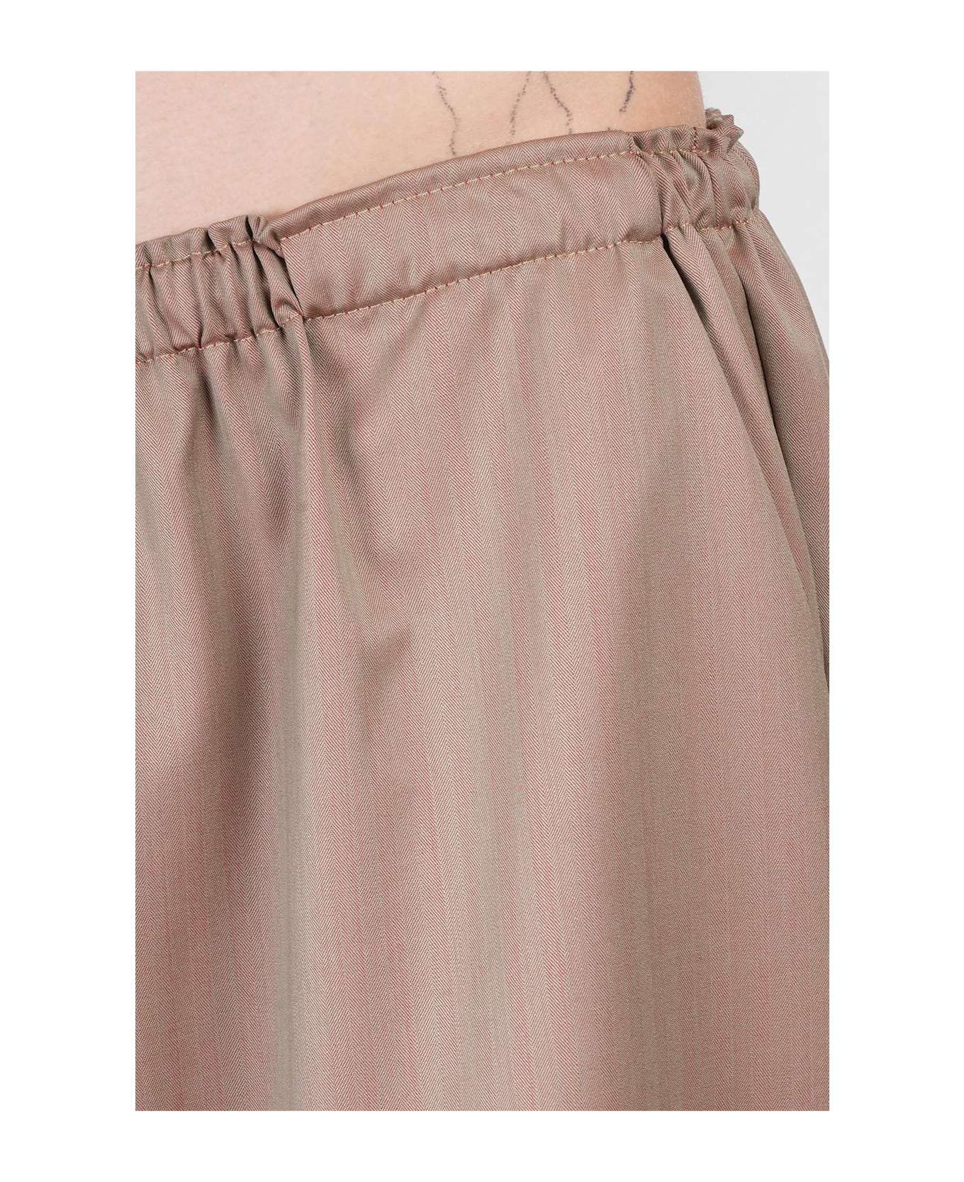 Paura Fan Pants In Taupe Wool - taupe ボトムス