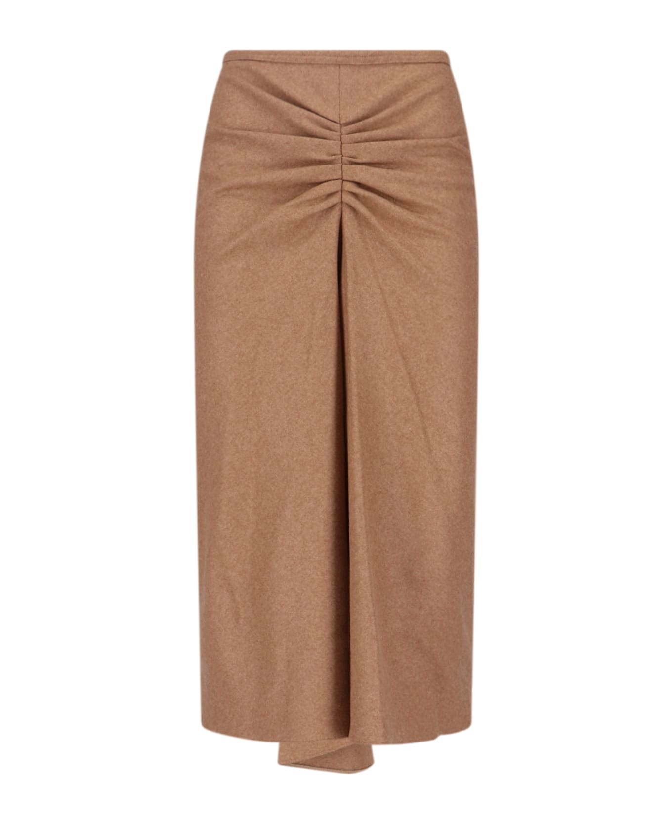 Victoria Beckham Wool And Cashmere Midi Skirt - Brown