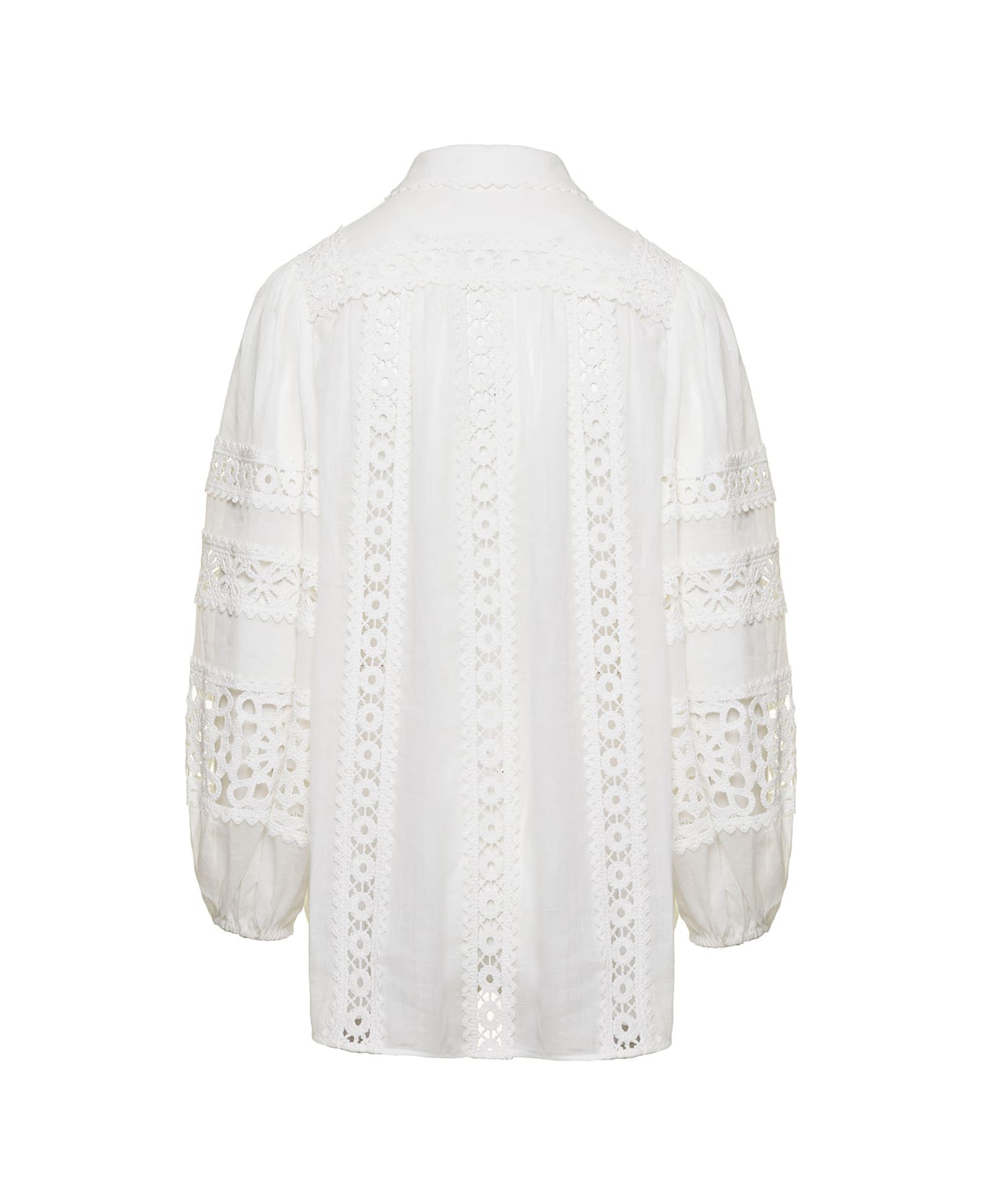 Zimmermann 'devi' White Shirt With Lace Details In Ramie Woman - White