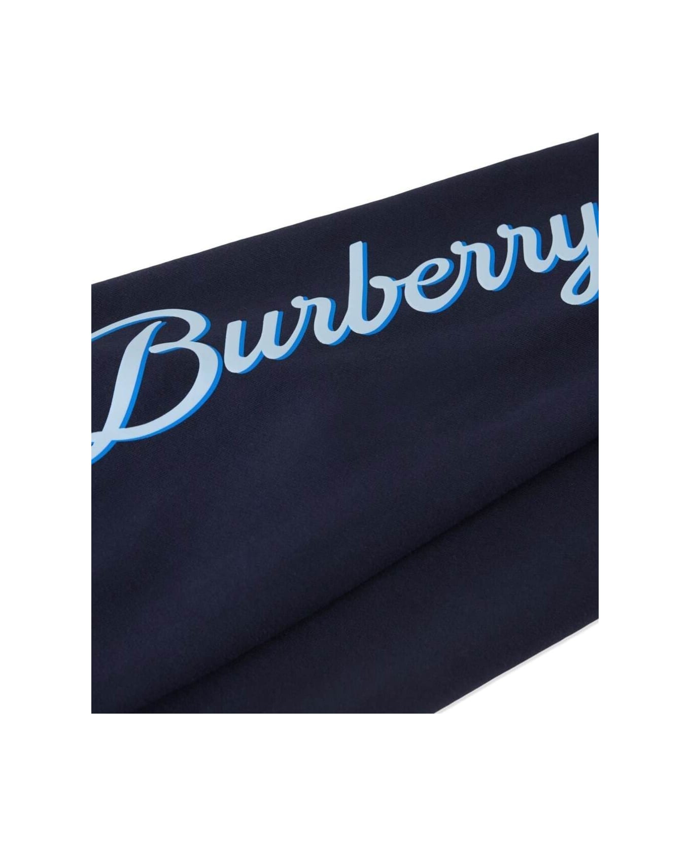 Burberry Blue Trousers With Logo Script Print In Cotton Kids - Blu