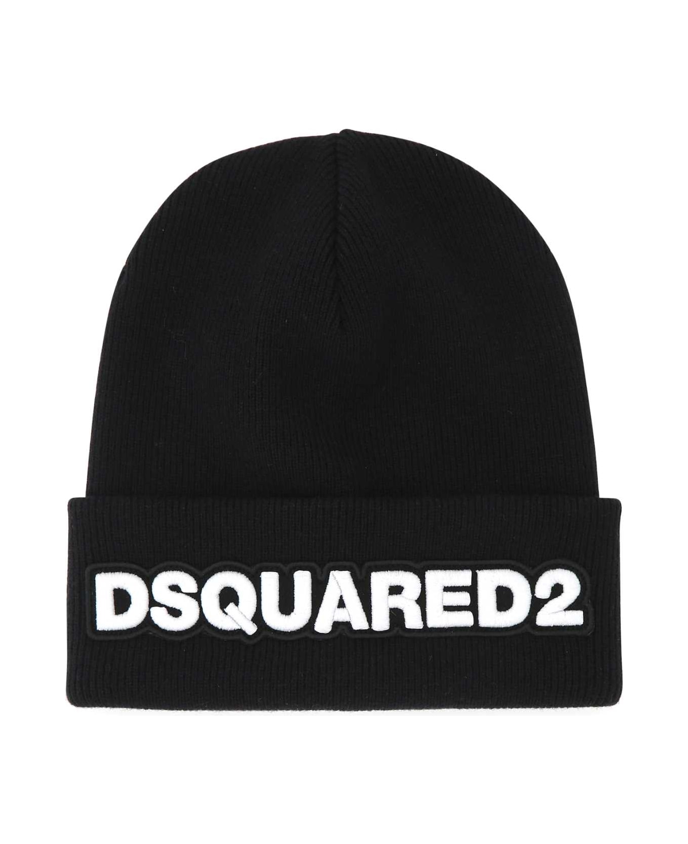 Dsquared2 Black Wool Beanie Hat - M063