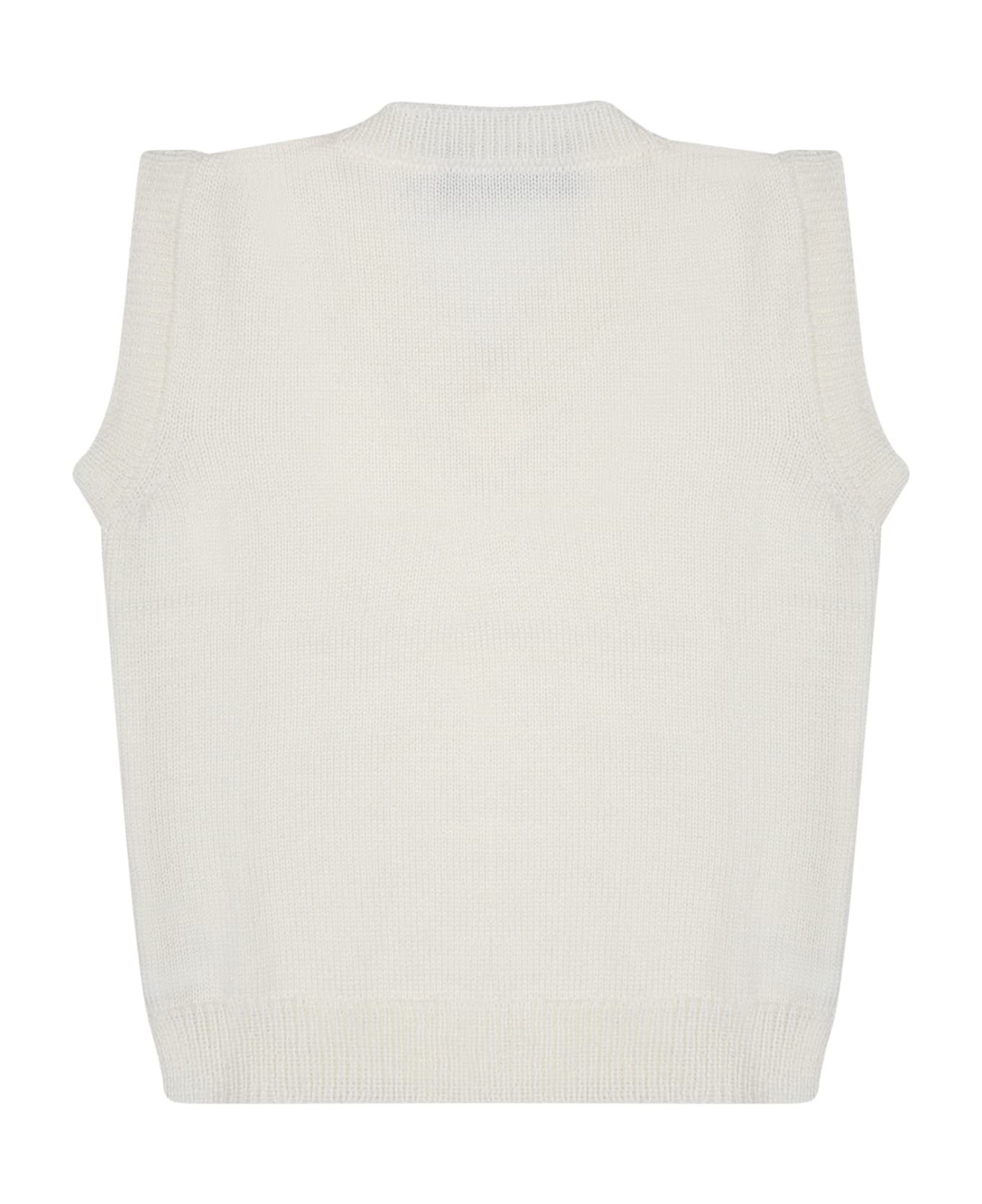 Little Bear White Vest Sweater For Baby Boy - White