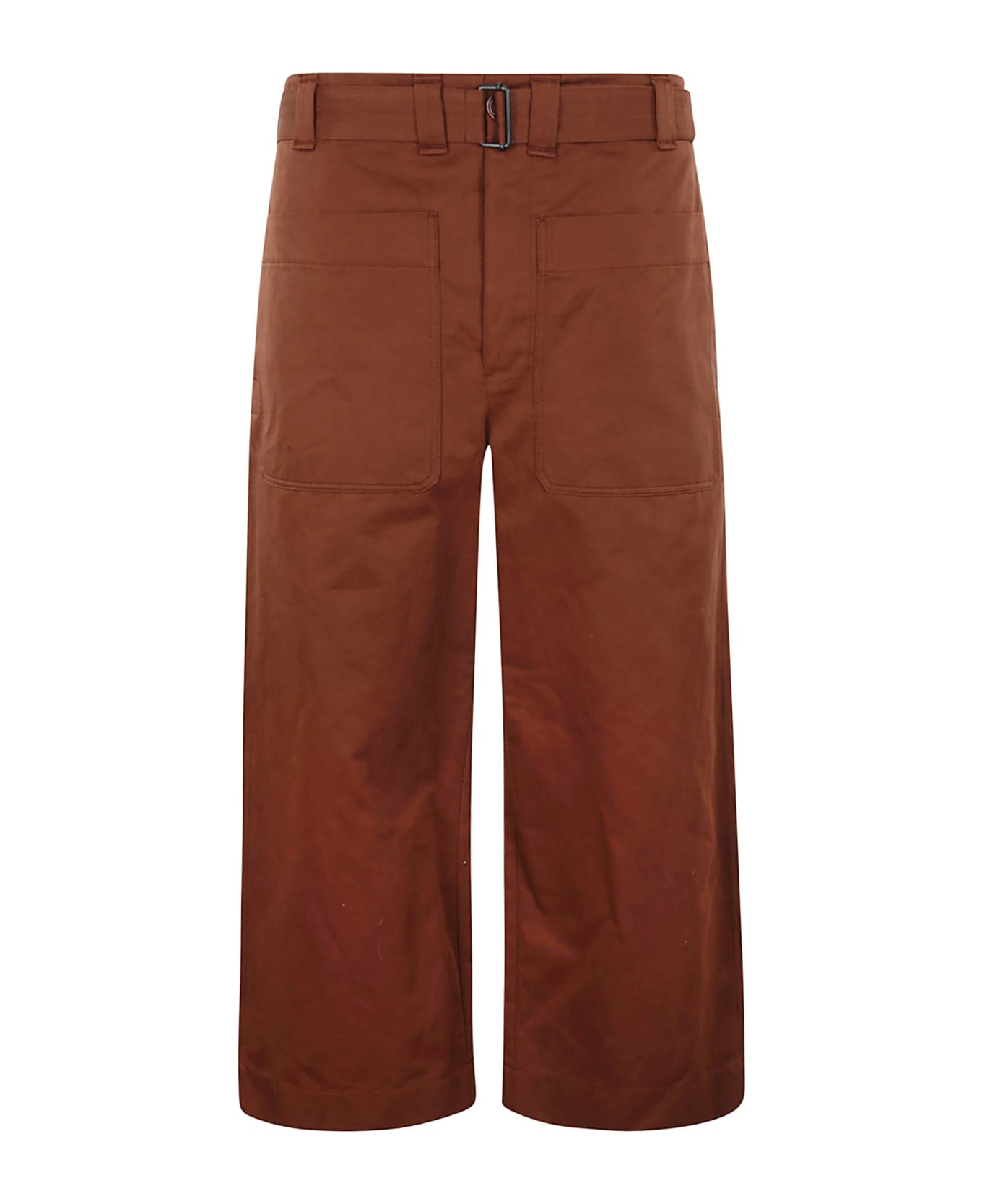 Lemaire Cropped Belted Pocket Pants - Chocolate Fondant