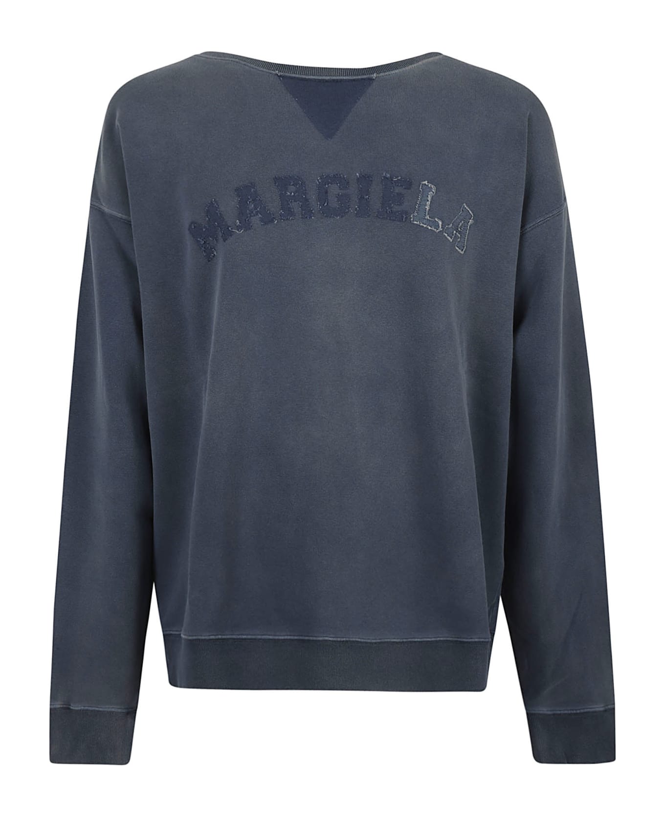 Maison Margiela Logo Embroidered Dyed Sweatshirt - Washed Blue