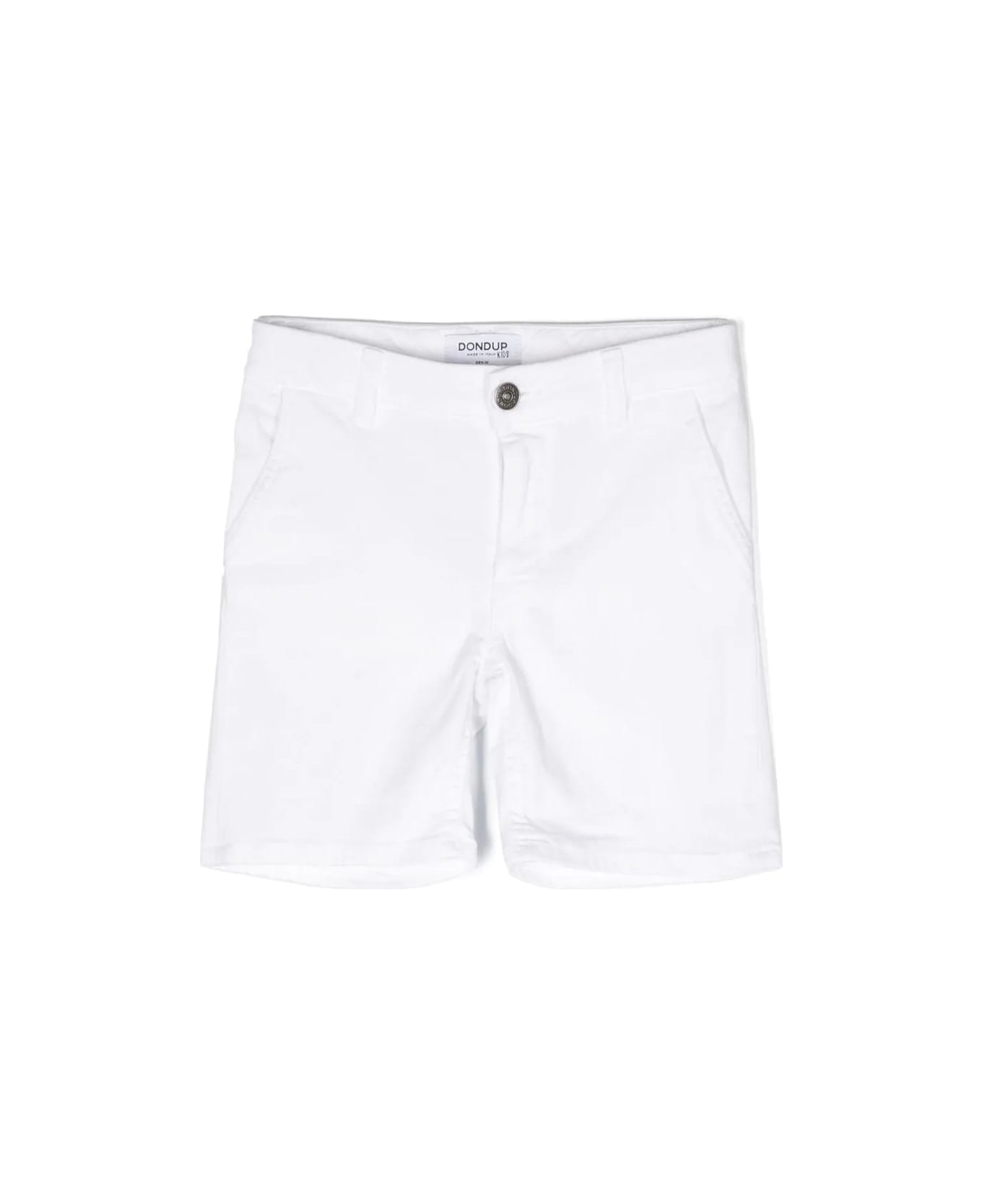 Dondup White Bermuda Shorts With Logo Application - Bianco