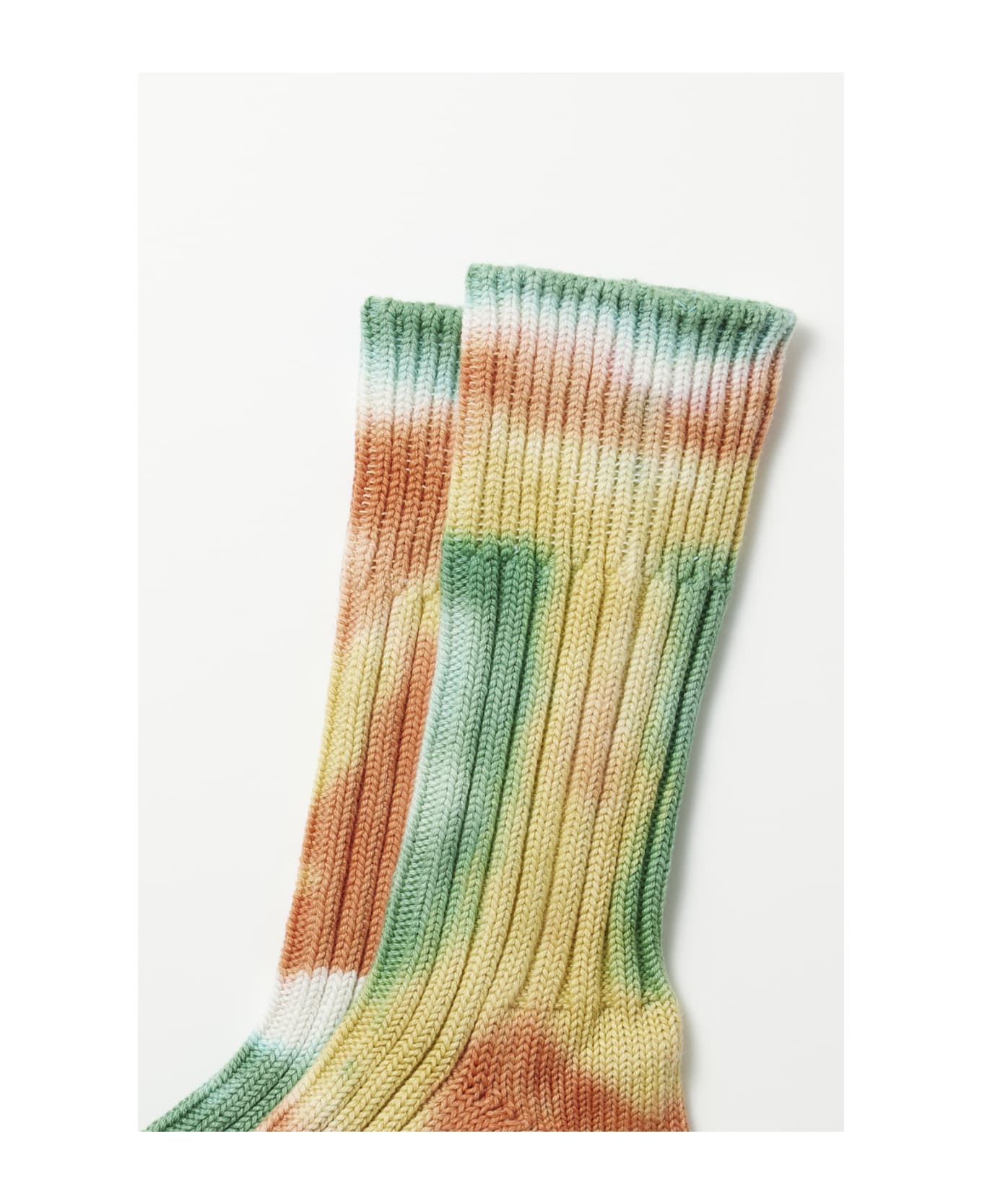 Rototo Chunky Ribbed Crew Tie Dye - L.rd Grn Yel 靴下