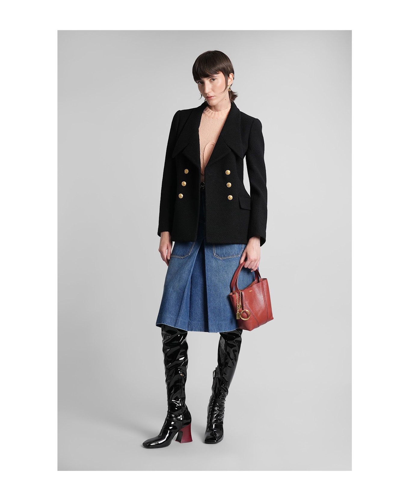 Chloé Blazer In Black Wool - black