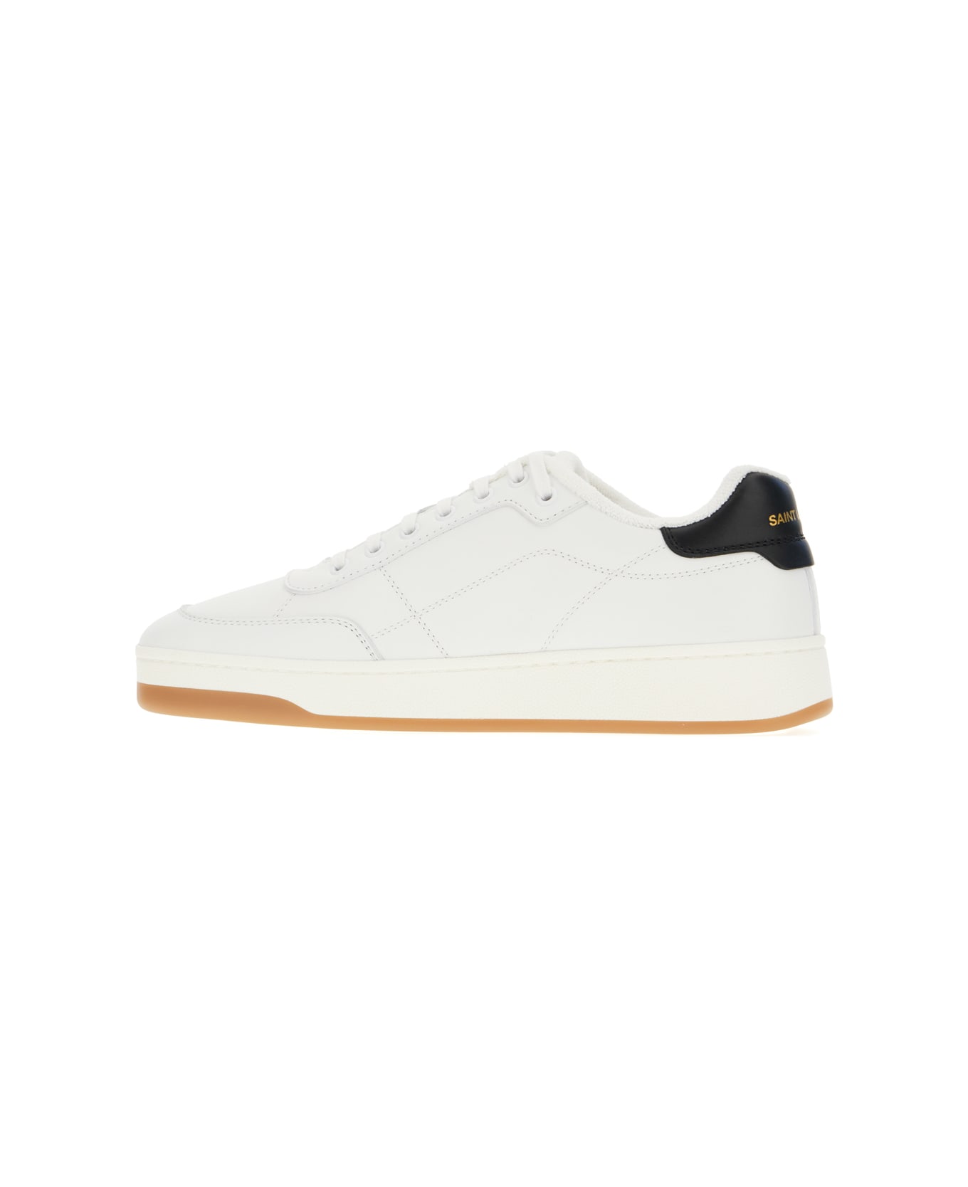 Saint Laurent White Leather Sl/61 Sneakers - BLANC OPTIQUE NERO