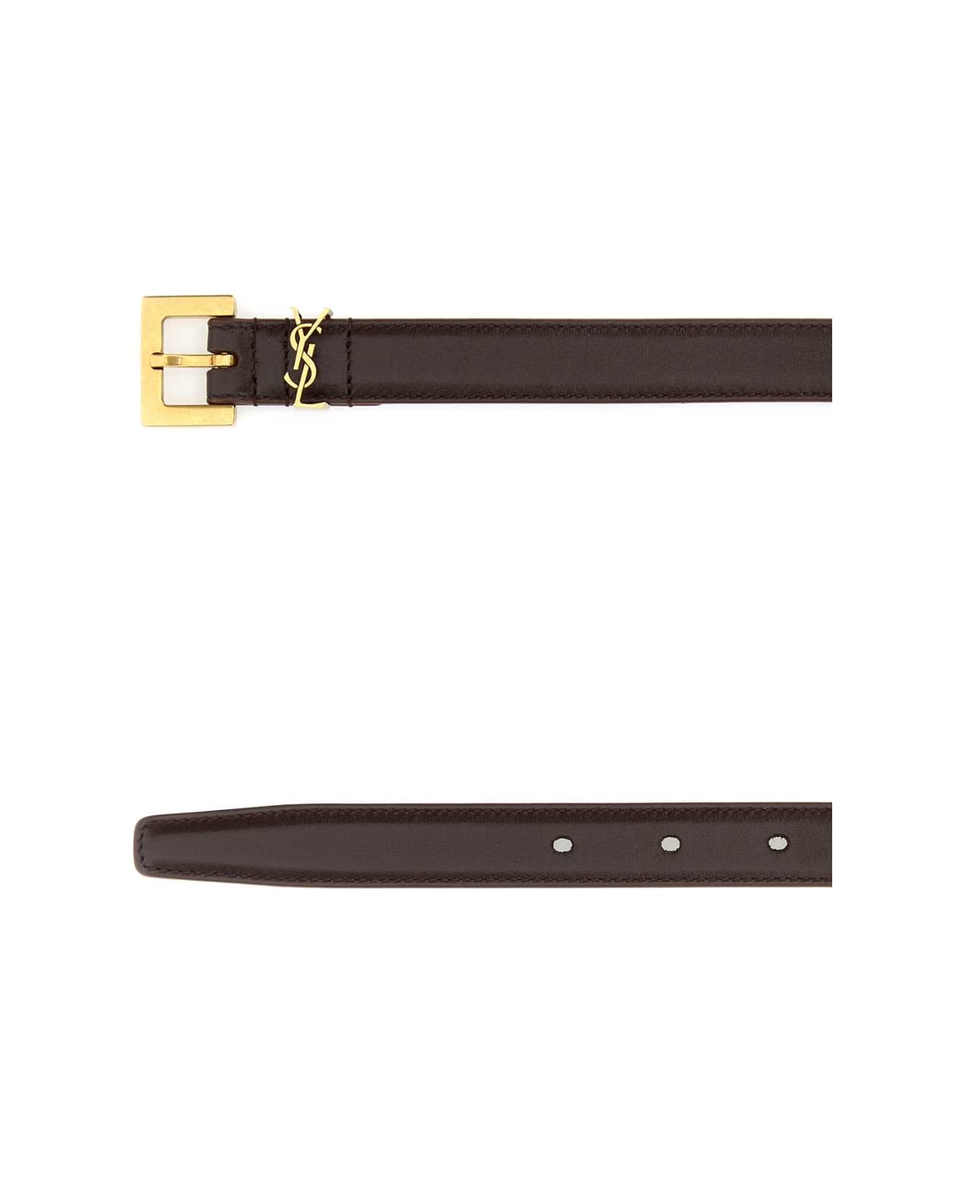 Saint Laurent Brown Leather Belt - RED TAN ベルト