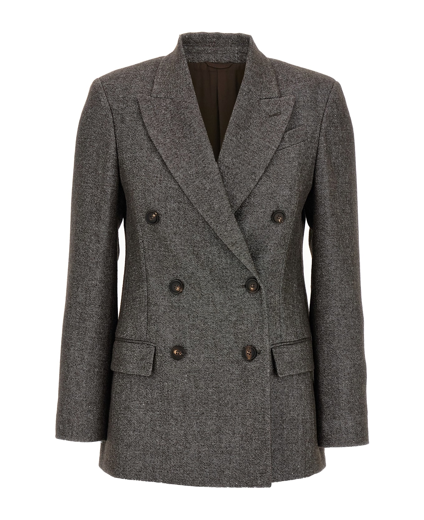 Brunello Cucinelli Blazer Tweed Monile - Brown