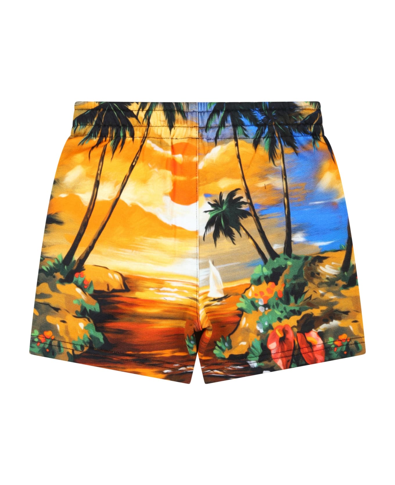 Dolce & Gabbana Multicolor Shorts For Baby Boy With White Logo - Multicolor