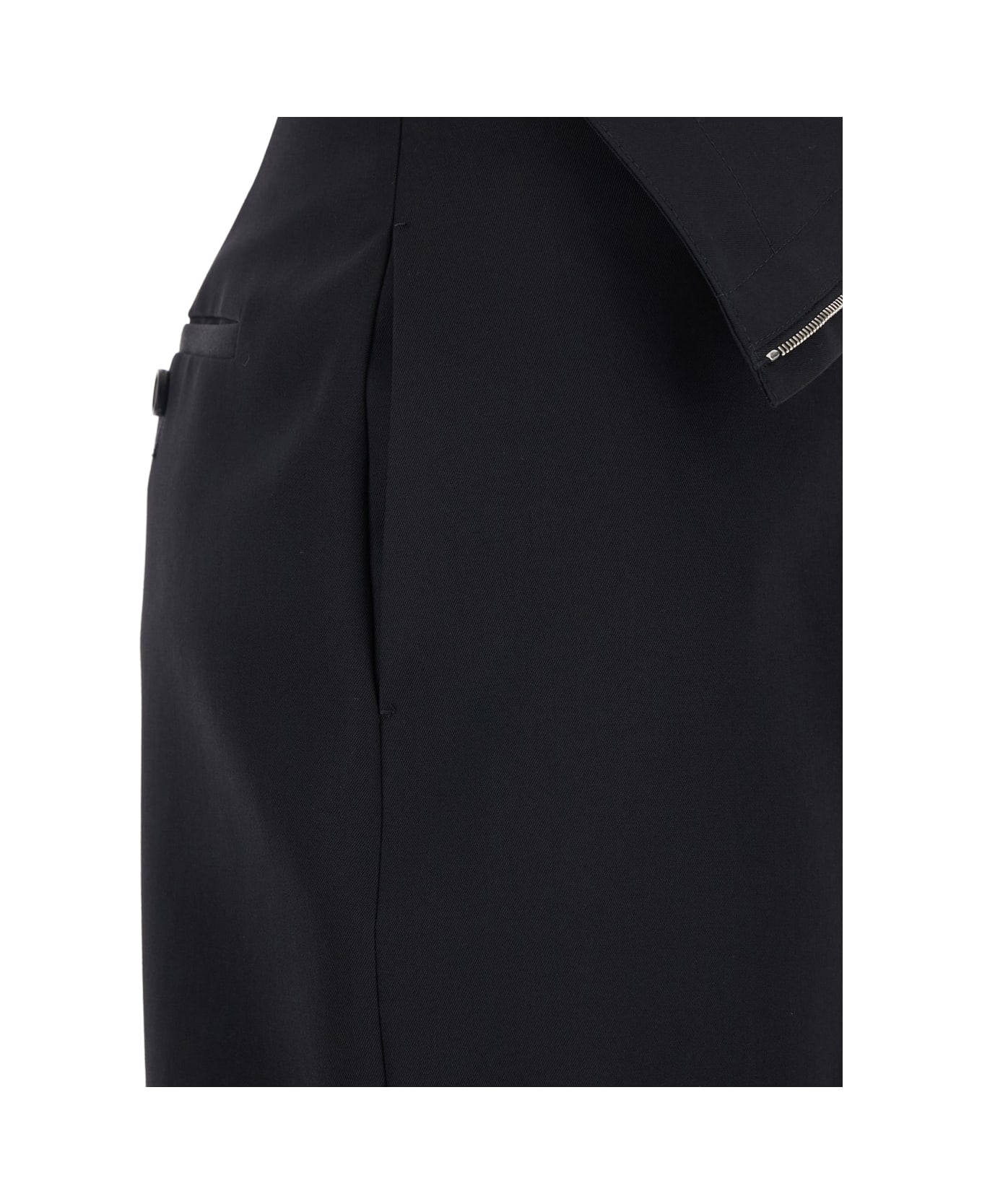 Alexander McQueen Black Skirt With Foldover Waist And Rear Single Slit In Wool - Black