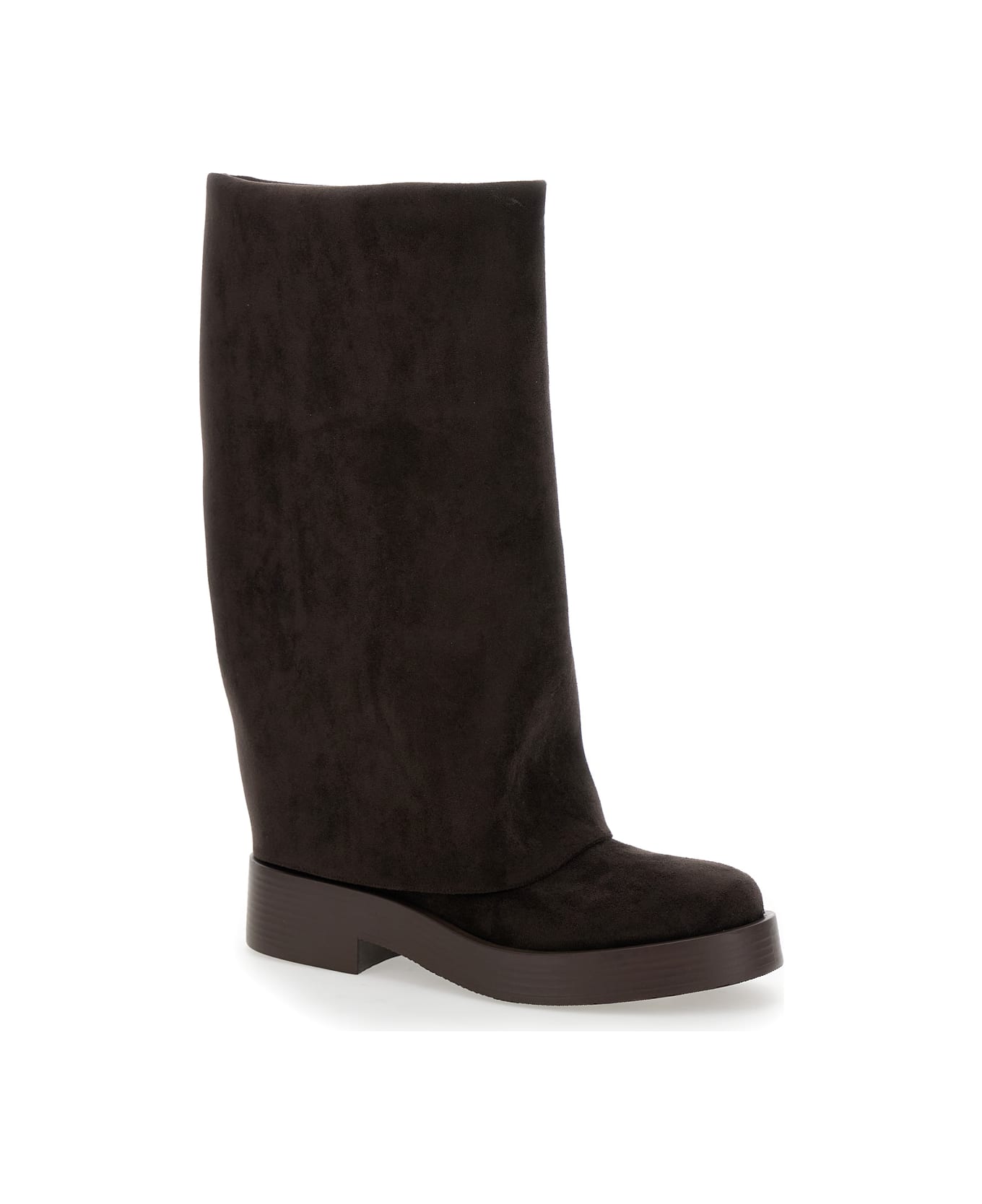 Casadei 'charlie' Brown Multi-layer Boots In Suede Woman - Brown