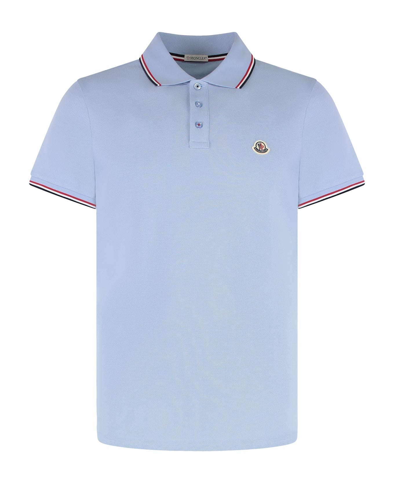 Moncler Cotton-piqué Polo Shirt - Light Blue
