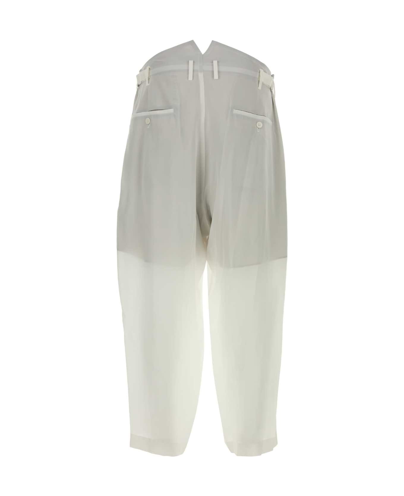 Yohji Yamamoto White Silk Pant - White