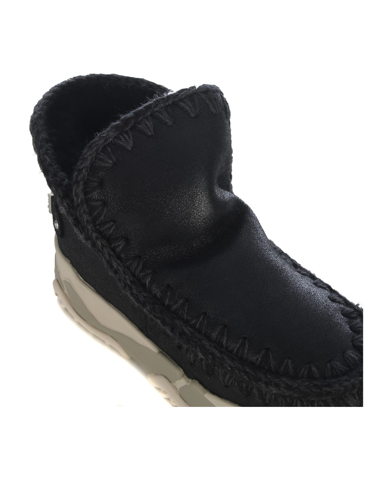 Mou Ankle Boots Mou "trainer Big Logo" Made Of Leather - Nero ブーツ