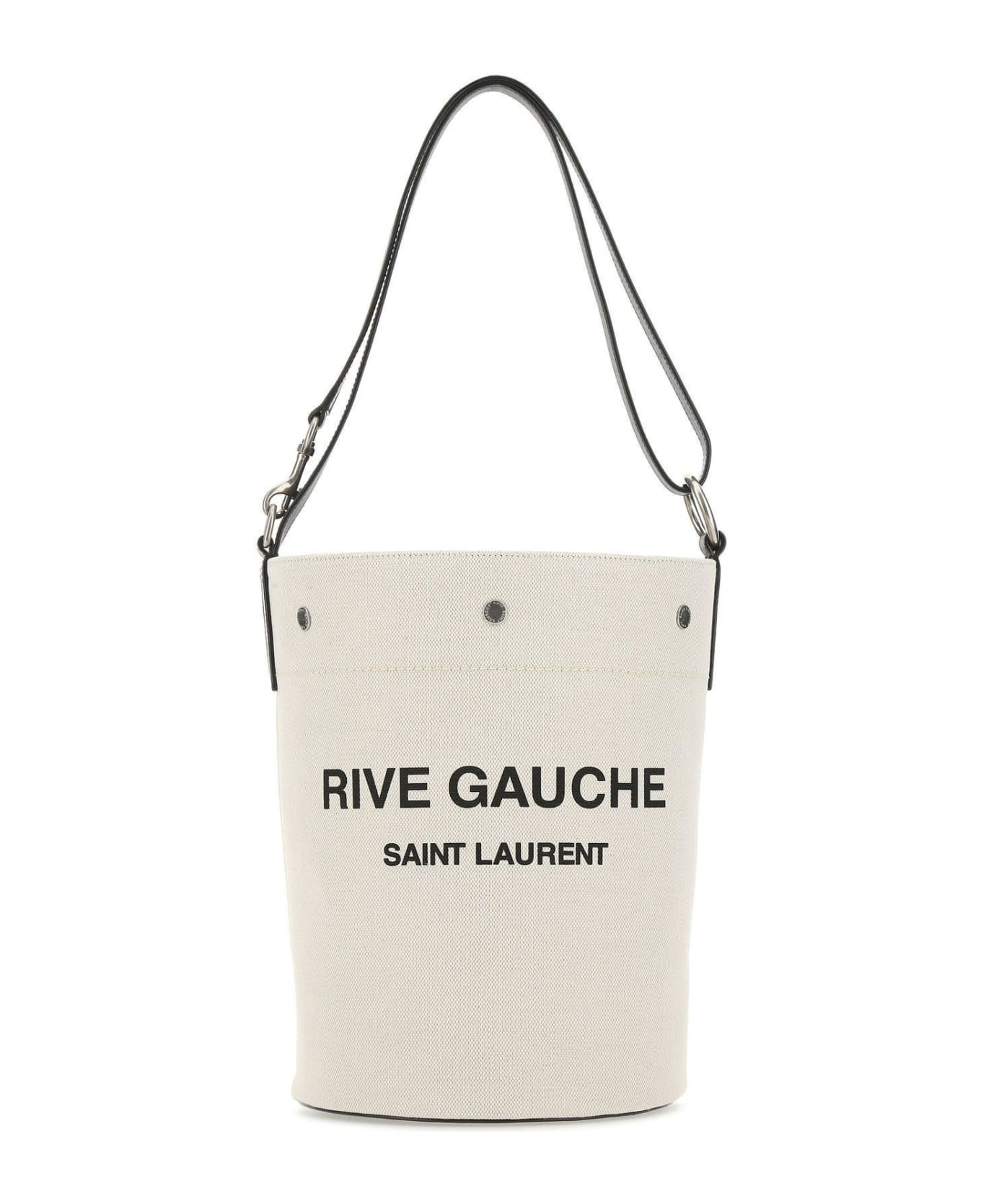 Saint Laurent Ivory Canvas Rive Gauche Bucket Bag - MULTICOLOUR