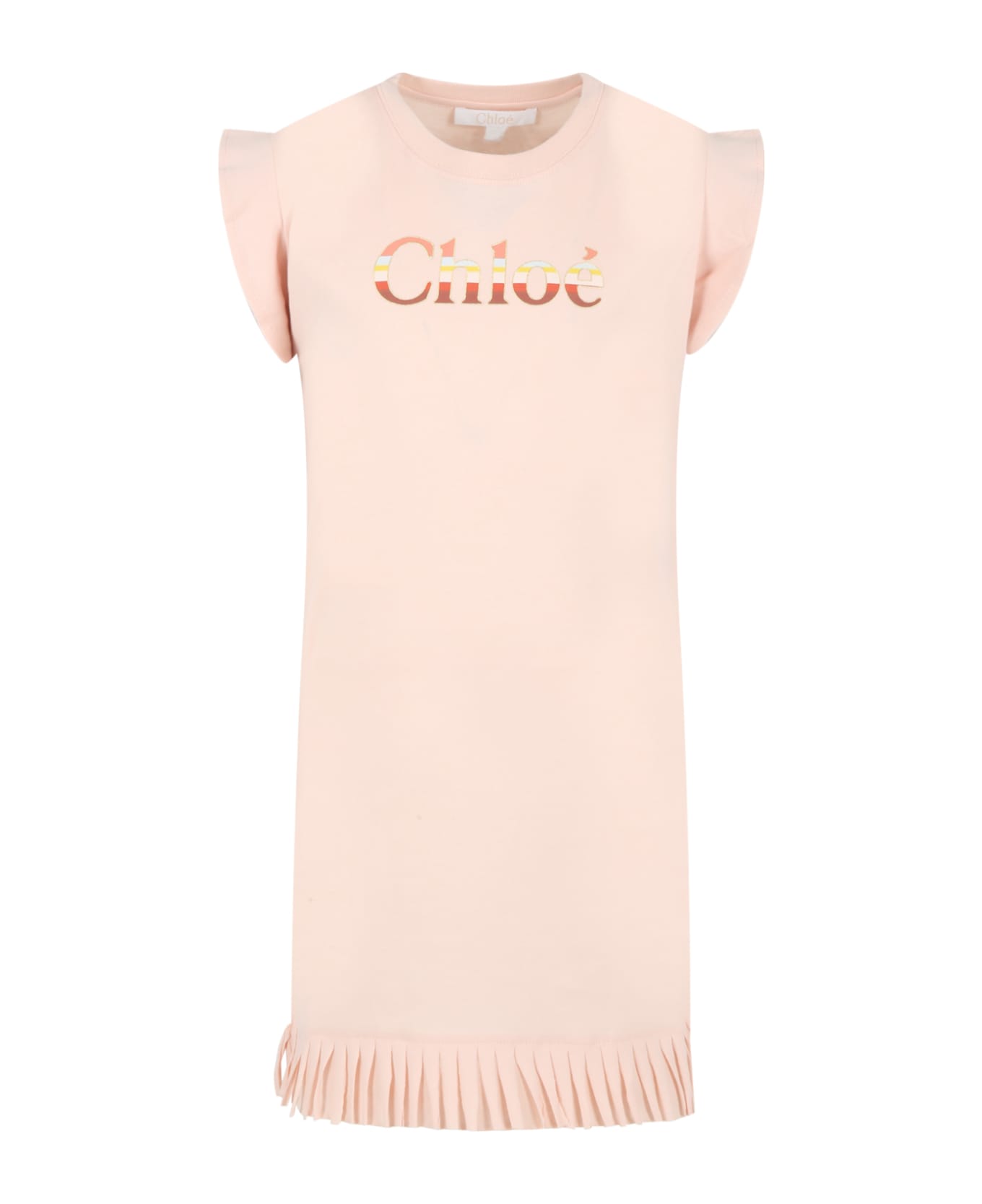 Chloé Pink Dress For Girl With Logo - Rosa