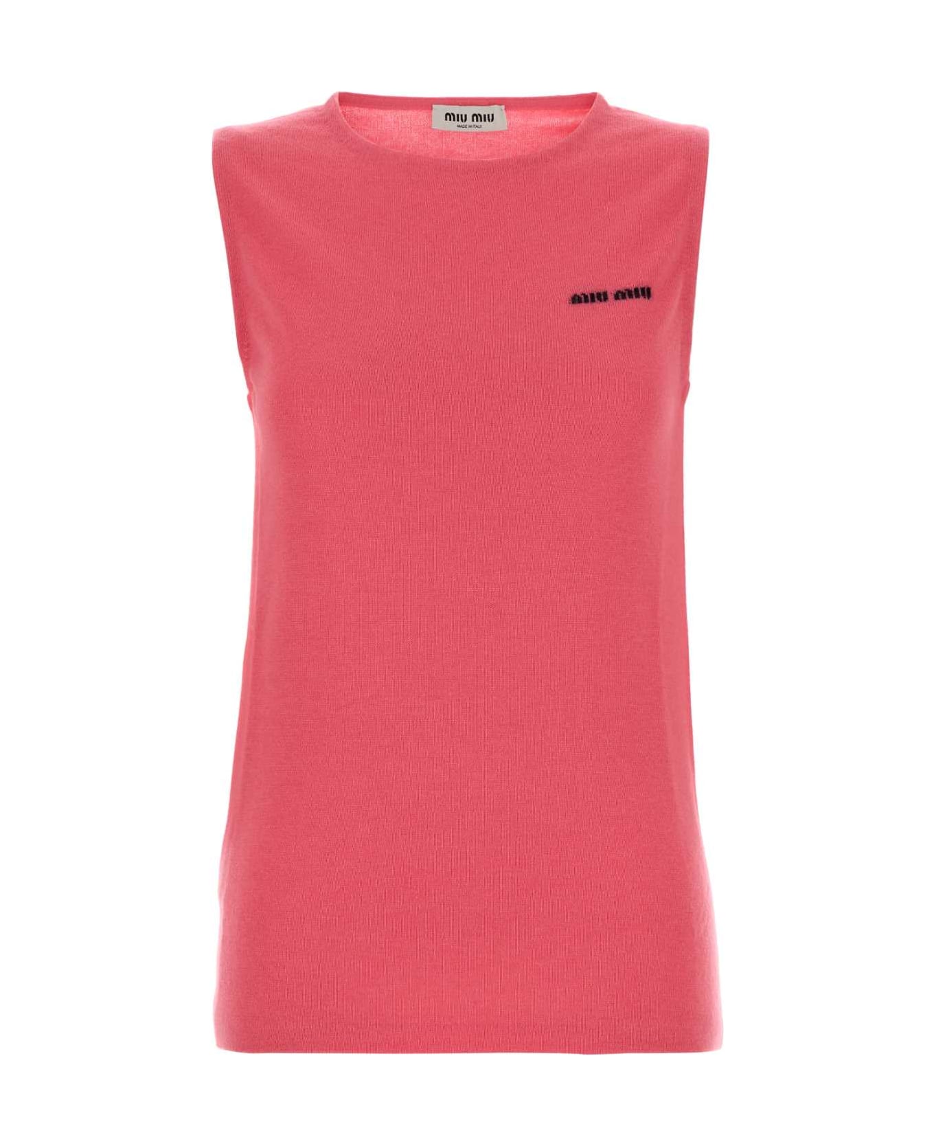 Miu Miu Fluo Pink Cashmere Blend Vest - PINK