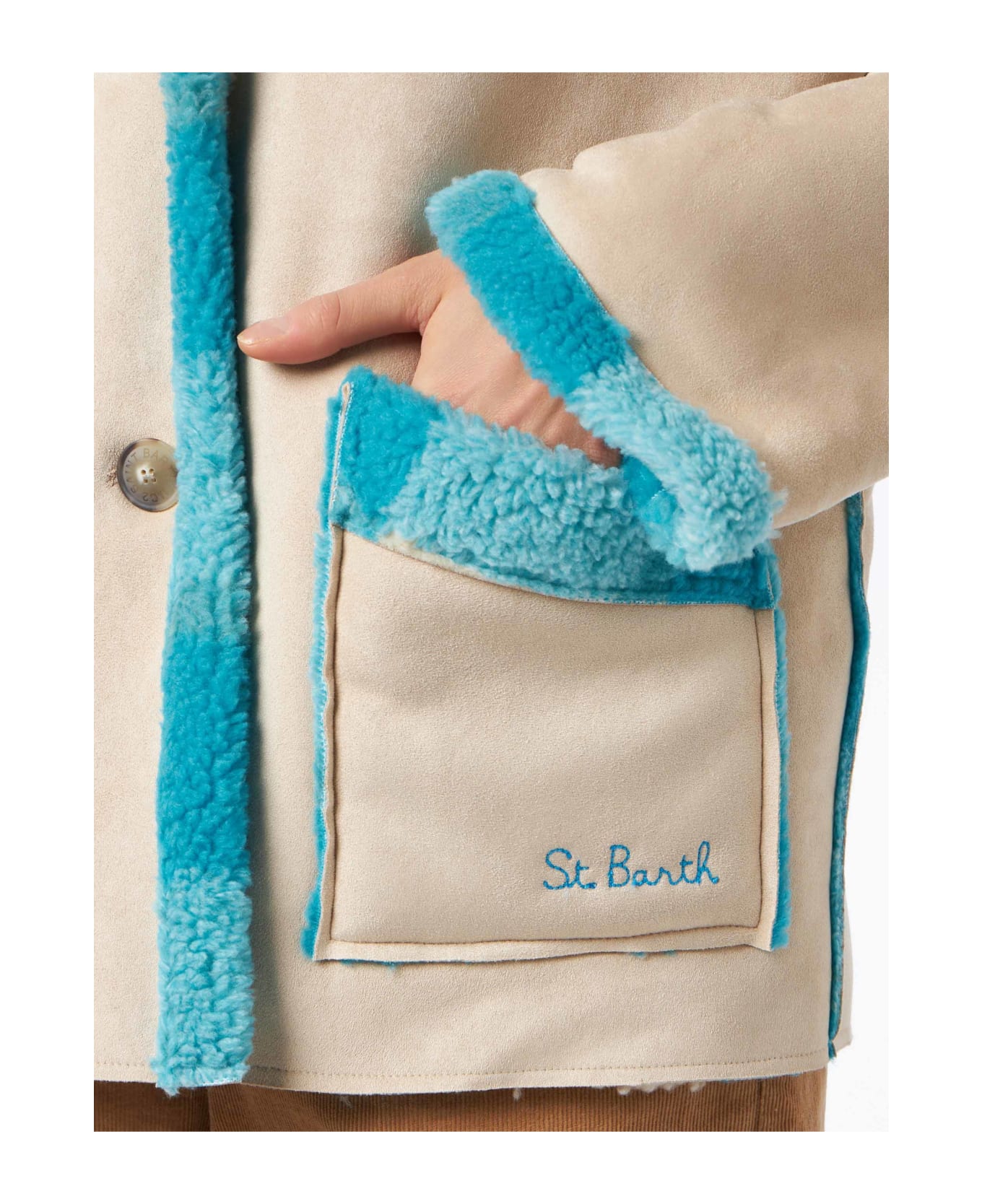 MC2 Saint Barth Woman Reversible Shearling Jacket - WHITE