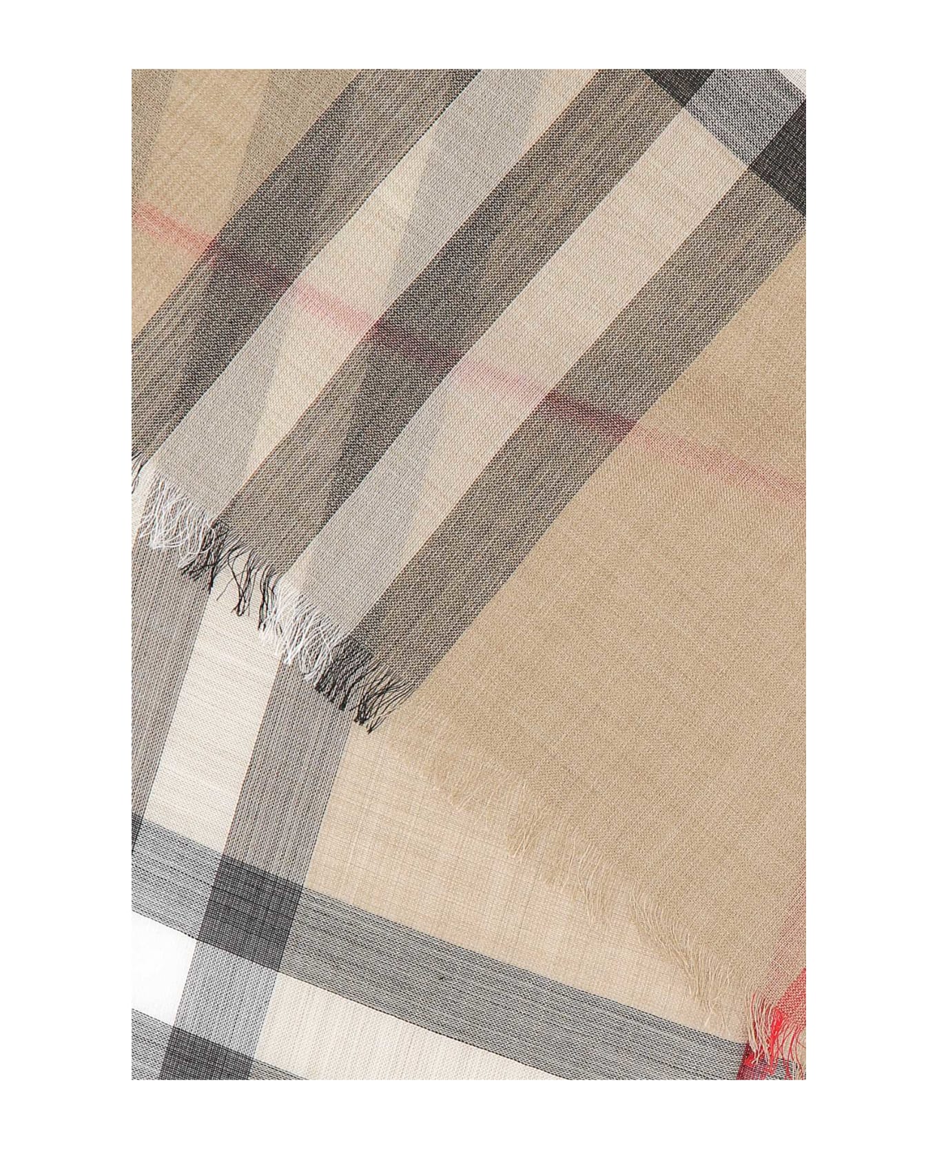 Burberry Embroidered Wool Blend Foulard - ARCHIVEBEIGE