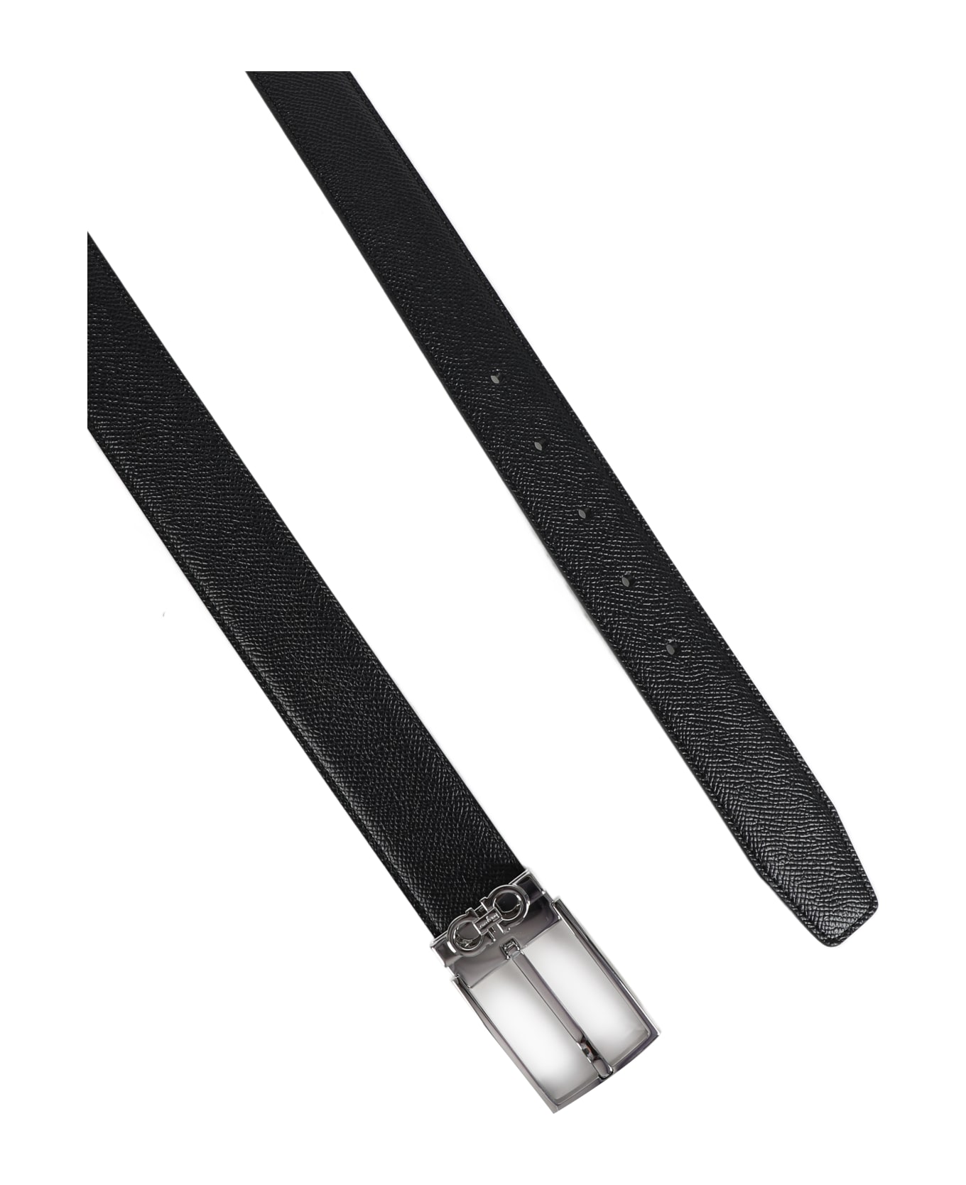 Ferragamo Belt In Calfskin With Mini Logo - Black