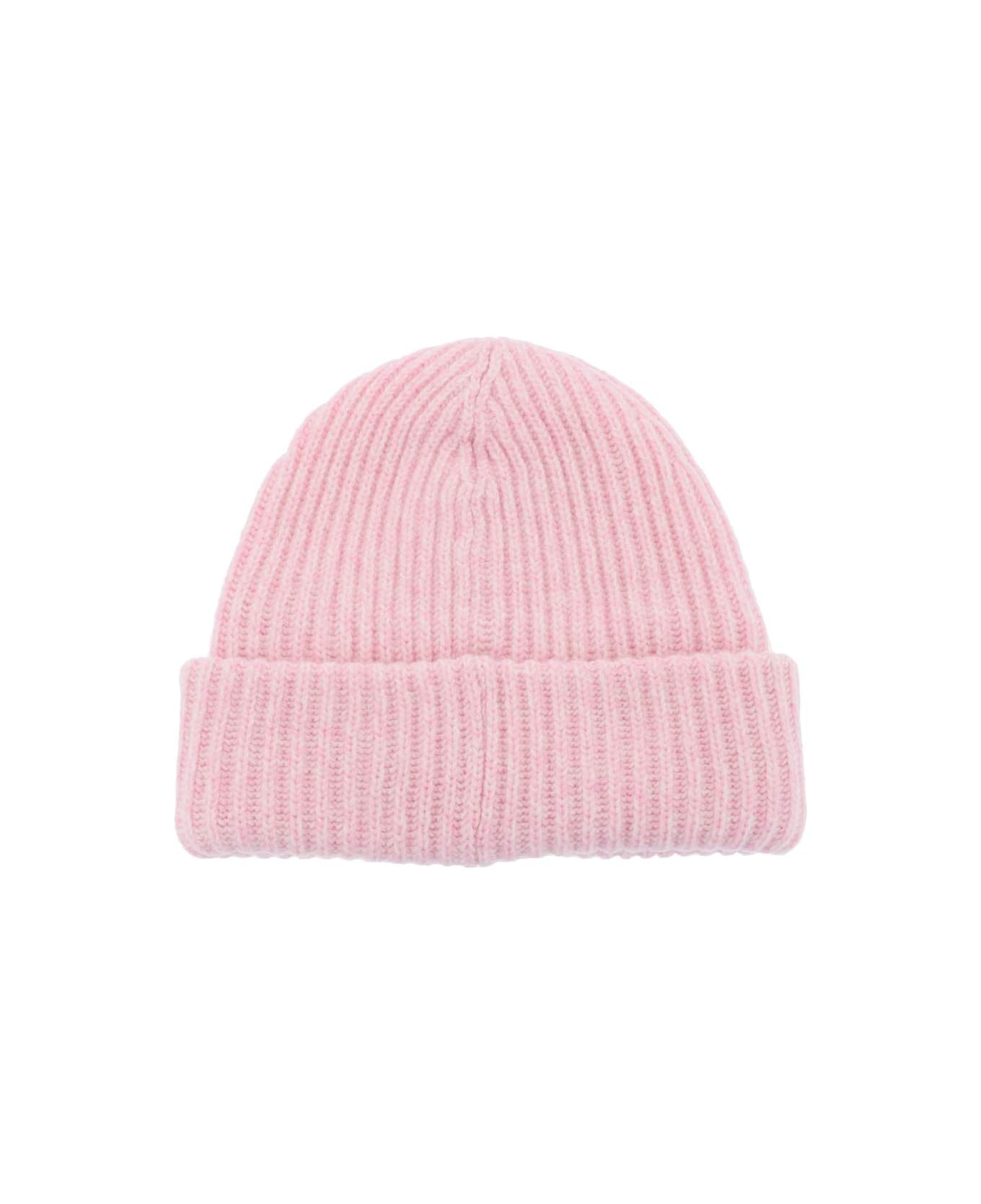 Ganni Beanie Hat With Logo Patch - LILAC SACHET (Pink)